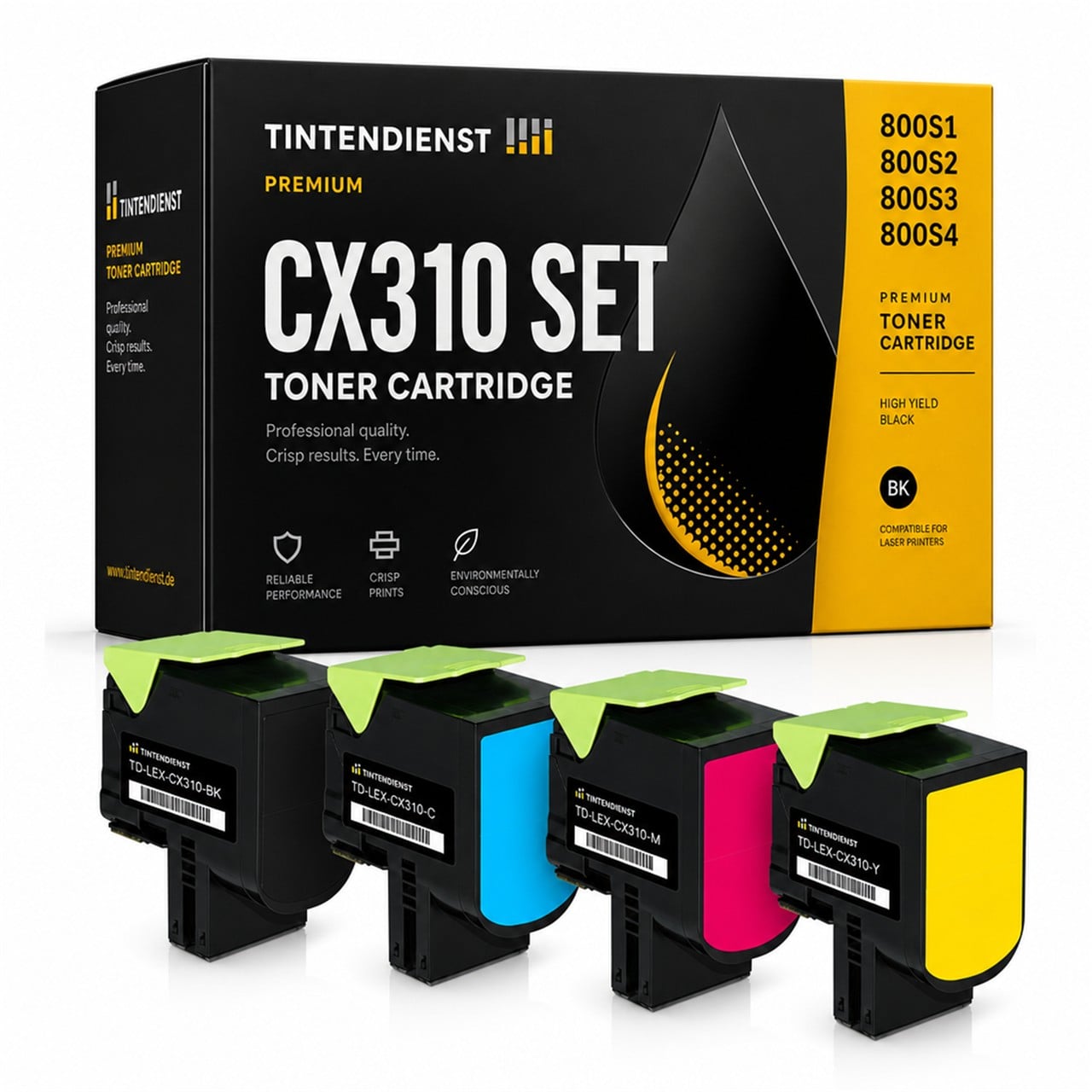 Lexmark 800S (80C20K0) Toner Multipack 4er (schwarz, cyan, magenta, gelb) – Tintendienst kompatibel