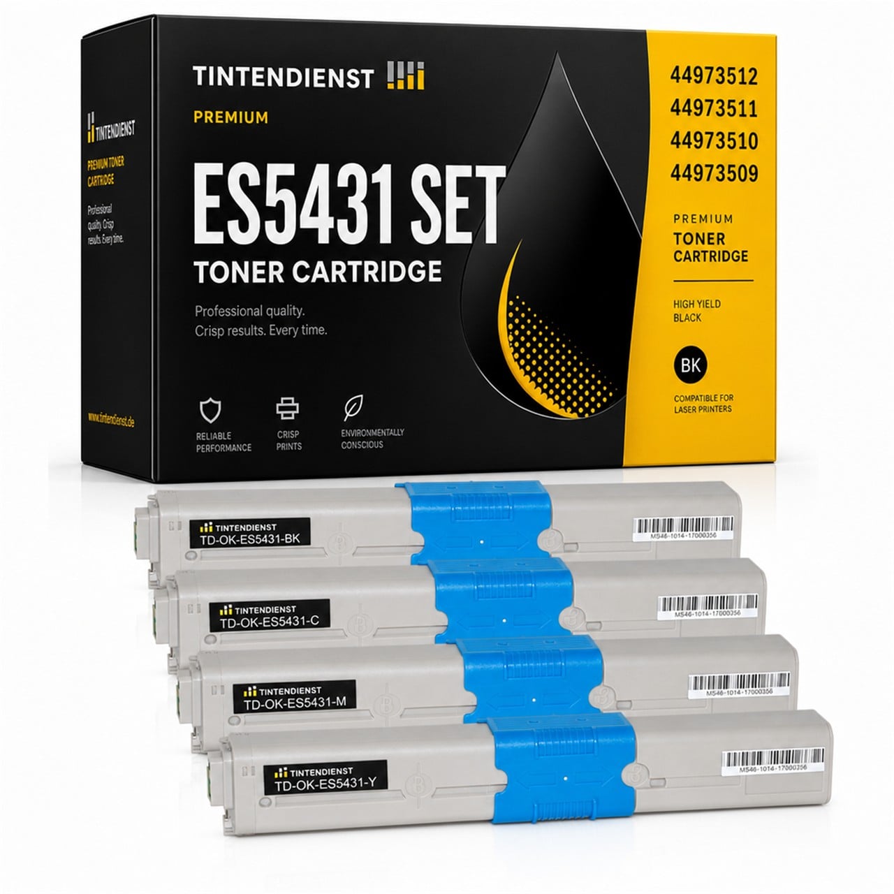 OKI 44973512 Toner Multipack 4er (schwarz, cyan, magenta, gelb) – Tintendienst kompatibel
