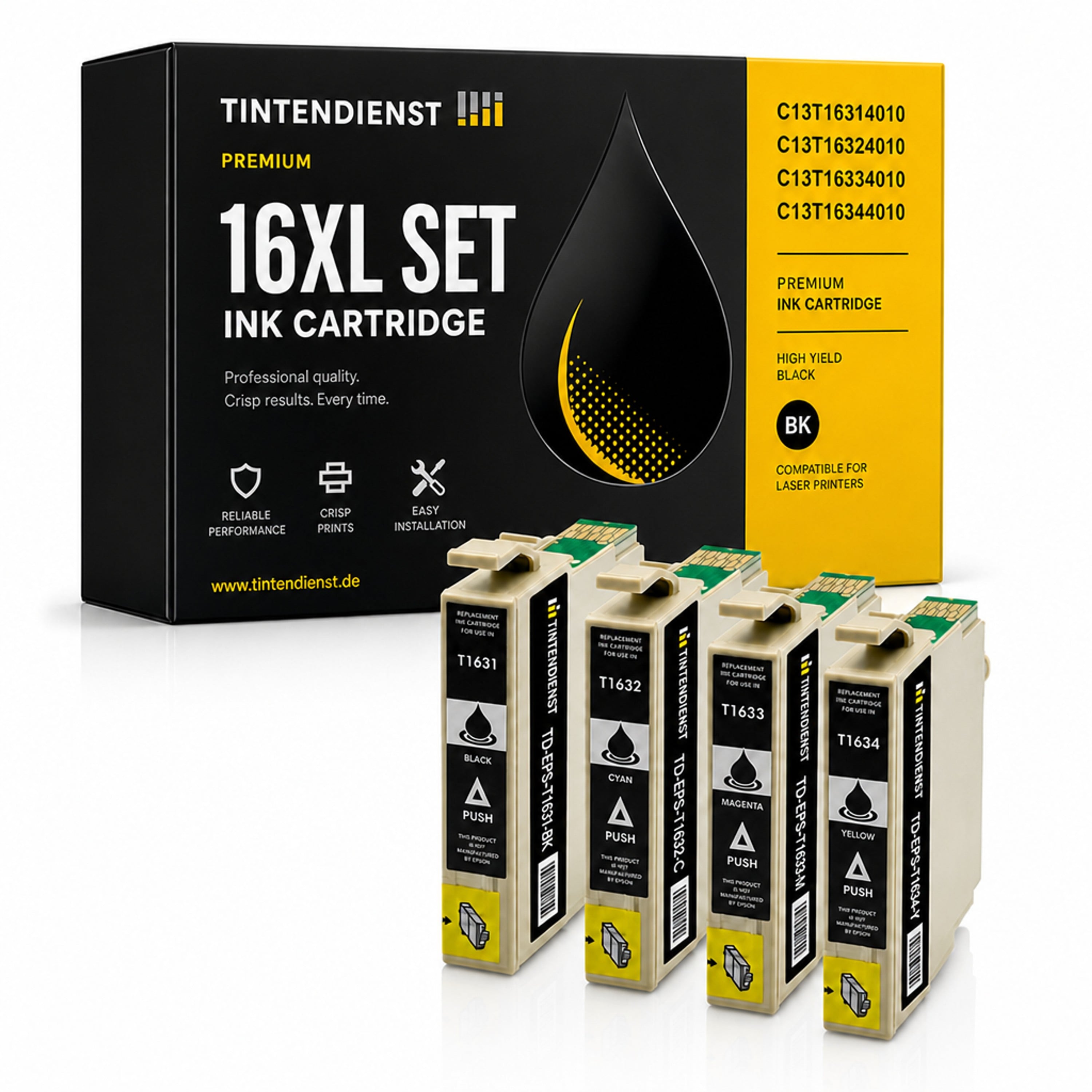 Set kompatibel zu Epson C13T16314010 XL, 4 Patronen