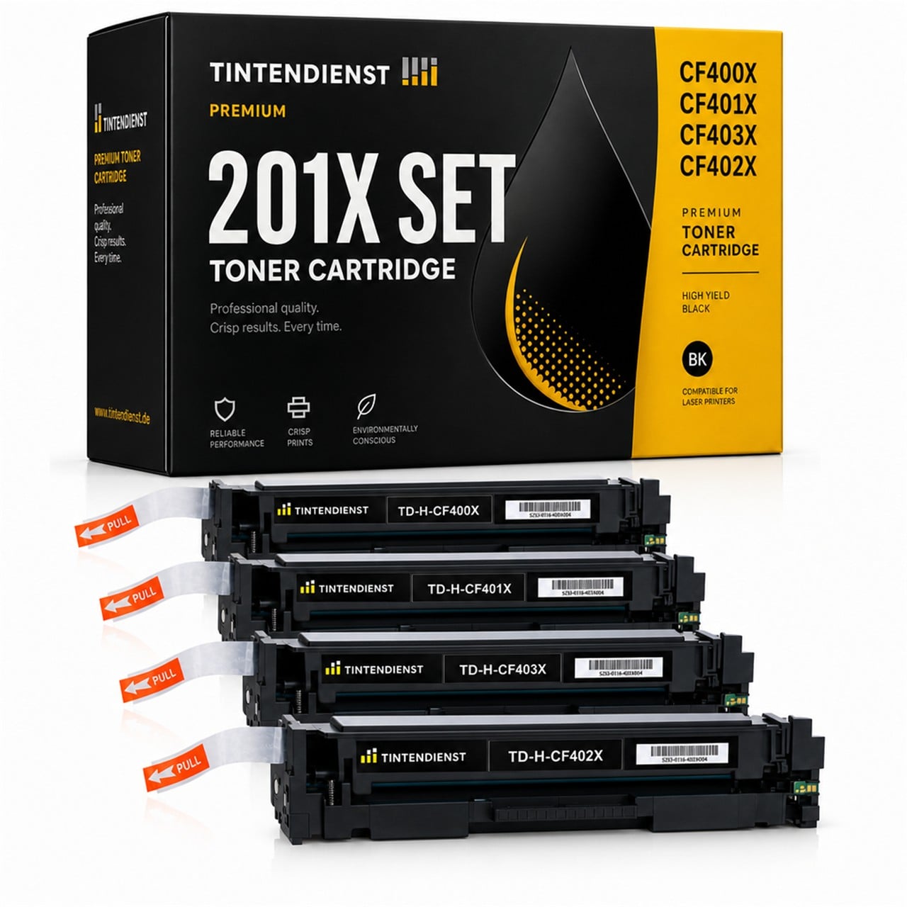 Tintendienst Set 4 Toner HP CF400A-403A 1xbk 1xcmy