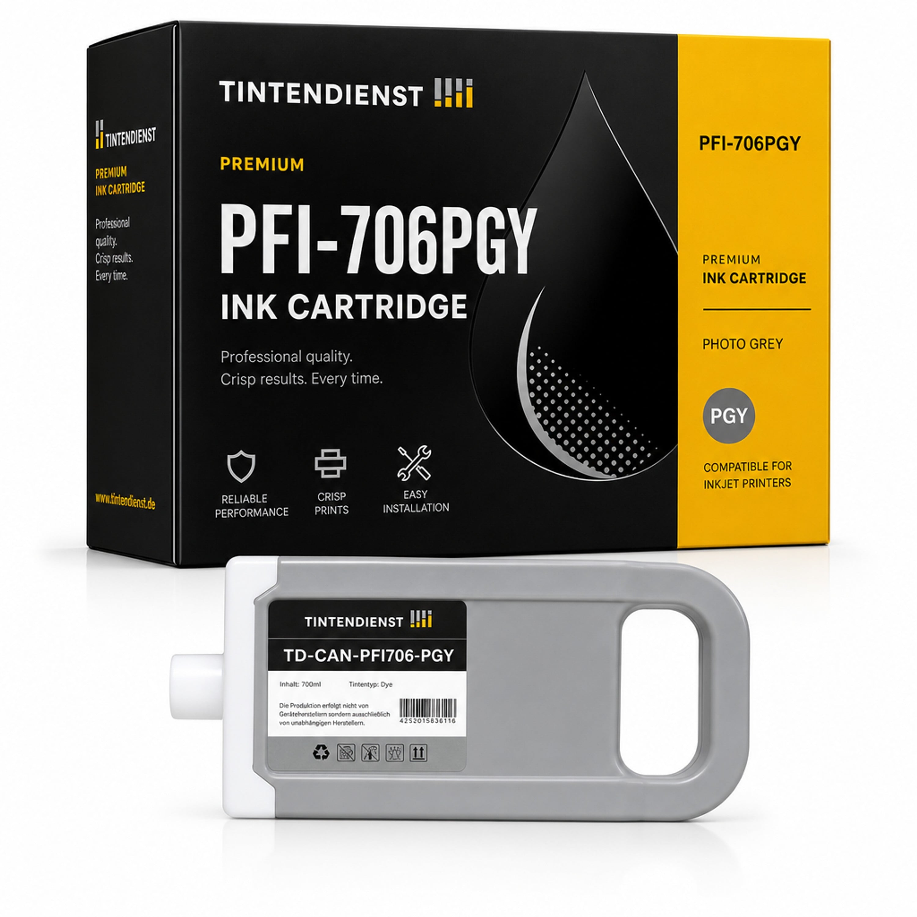 Druckerpatrone kompatibel zu Canon PFI-706PGY, light grau