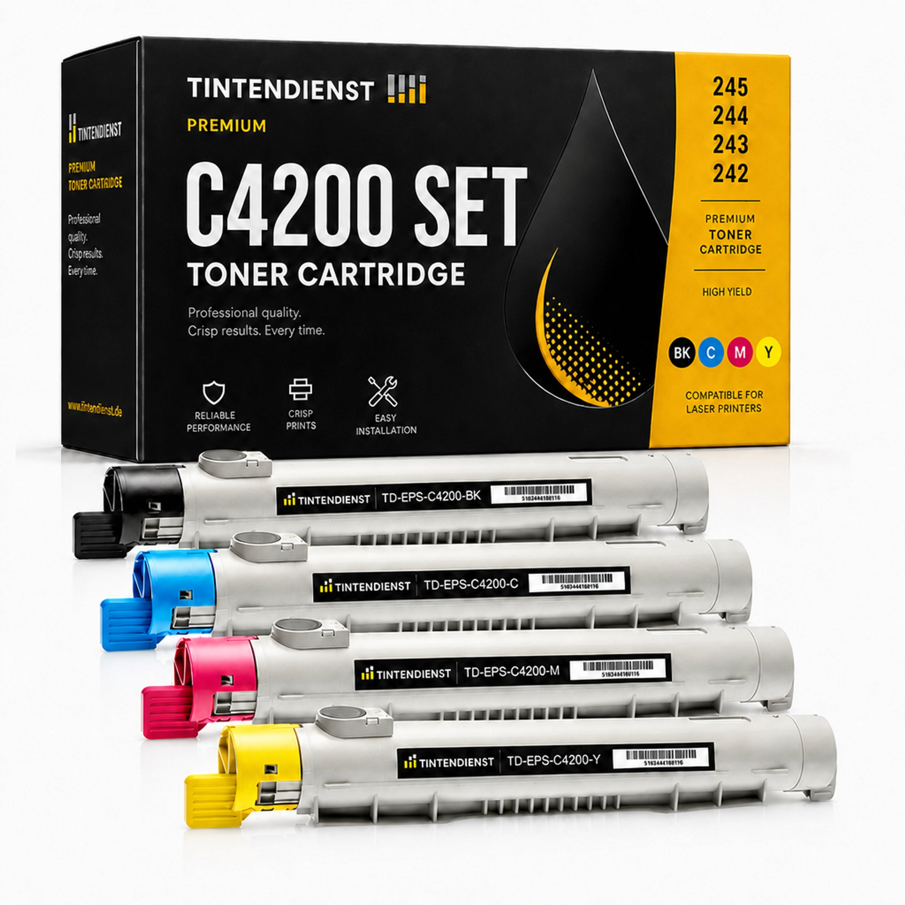 Set kompatibel zu Epson C13S050242, 4 Toner