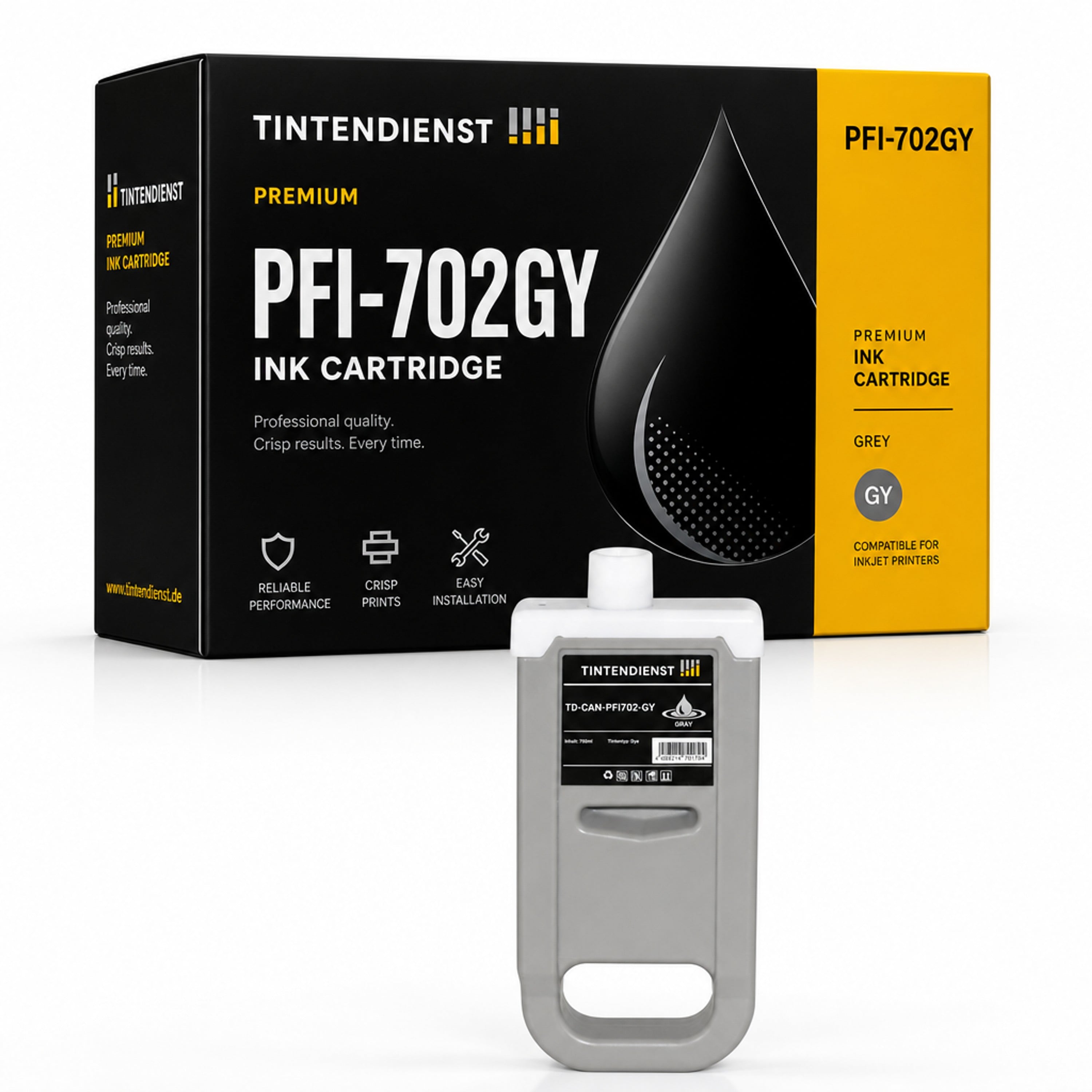 Druckerpatrone kompatibel zu Canon PFI-702GY, grau