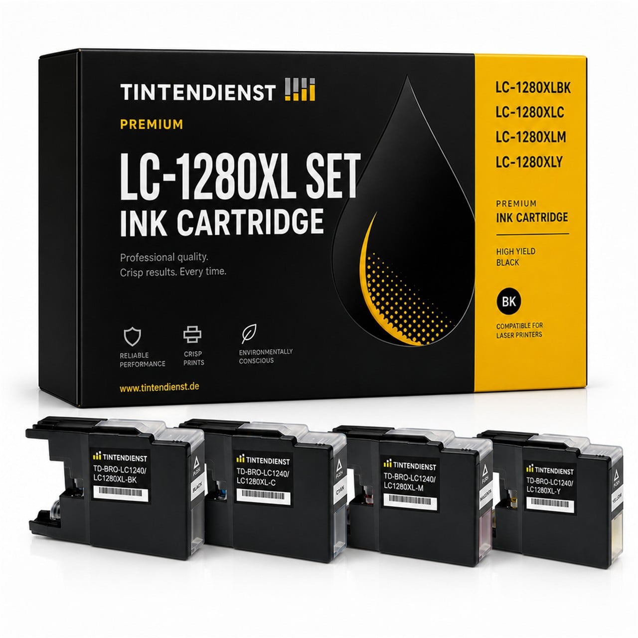 Tintendienst Set 4 Patronen Brother LC1280XL 1xbk 1xcmy