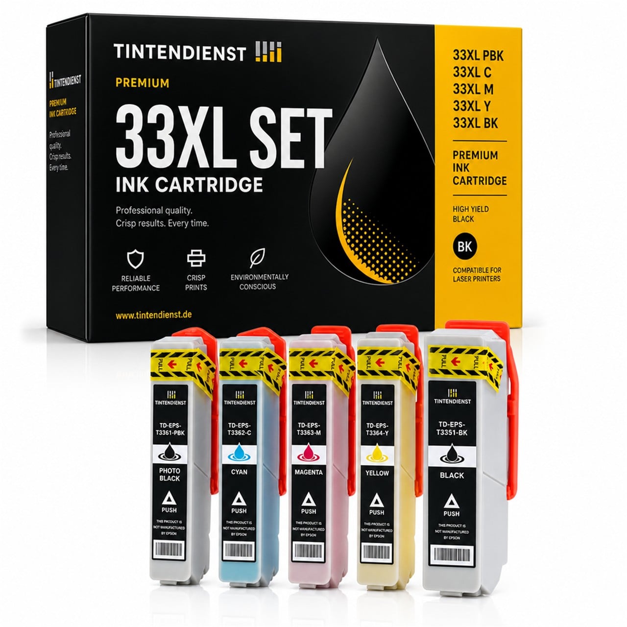 Tintendienst 5 Patronen Epson T3351-T3364XL 1xbk 1xpbkcmy