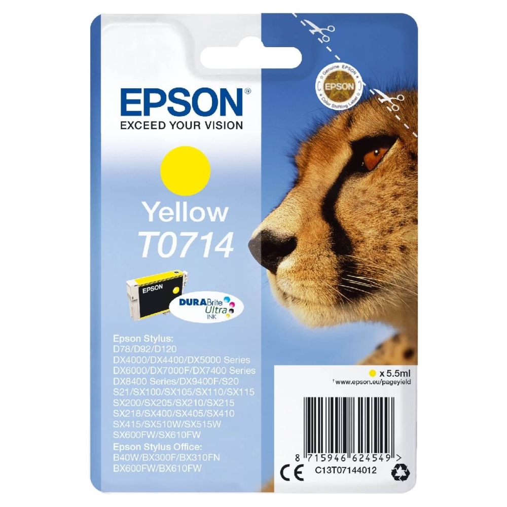 Original Epson Tintenpatrone C13T07144012 / T0714 Gelb