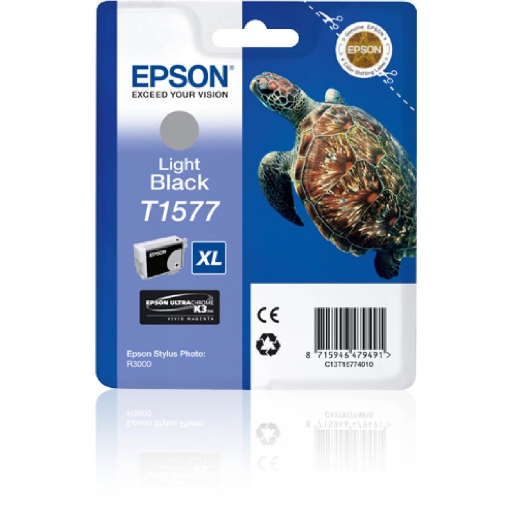 Original Epson Tintenpatrone C13T15774010 / T1577 Schwarz Hell