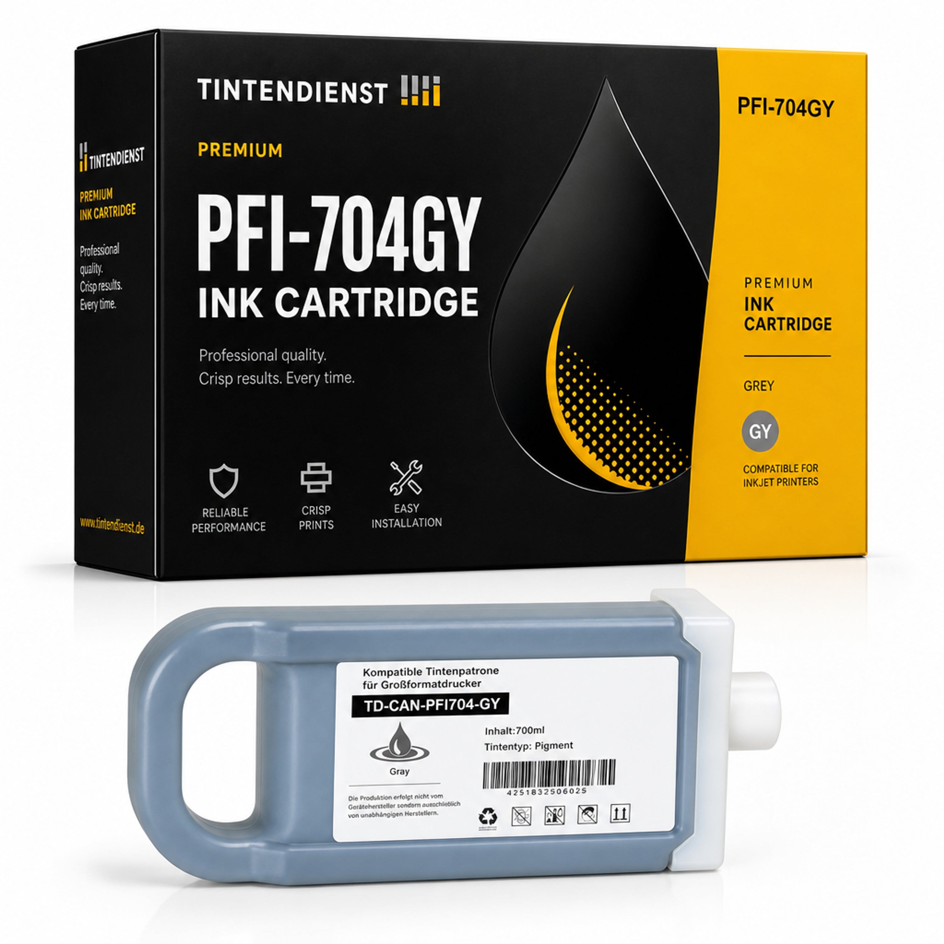 Druckerpatrone kompatibel zu Canon PFI-704GY, grau