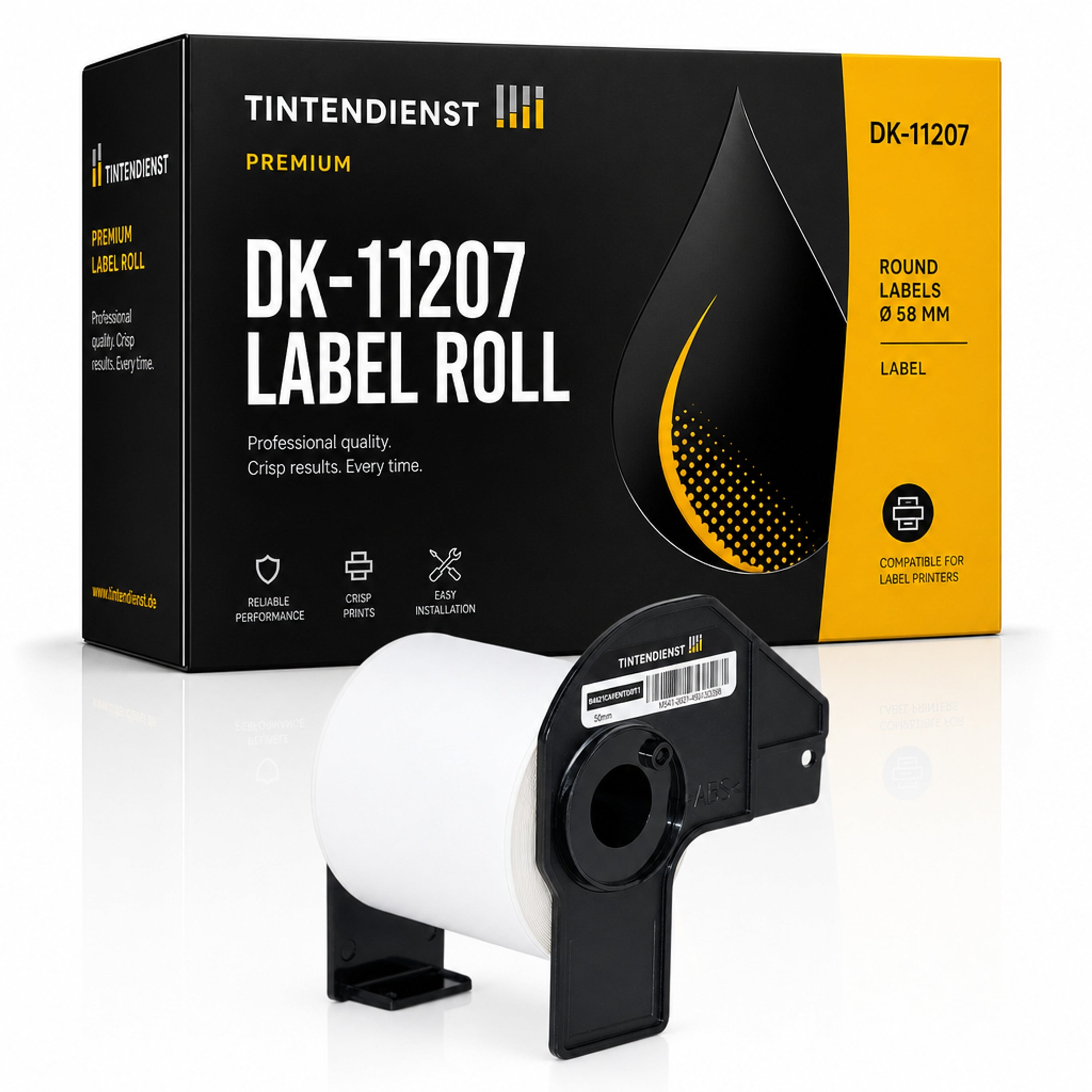Etikett kompatibel zu Brother DK-11207, 58 mm x 58 mm, 100 Stück