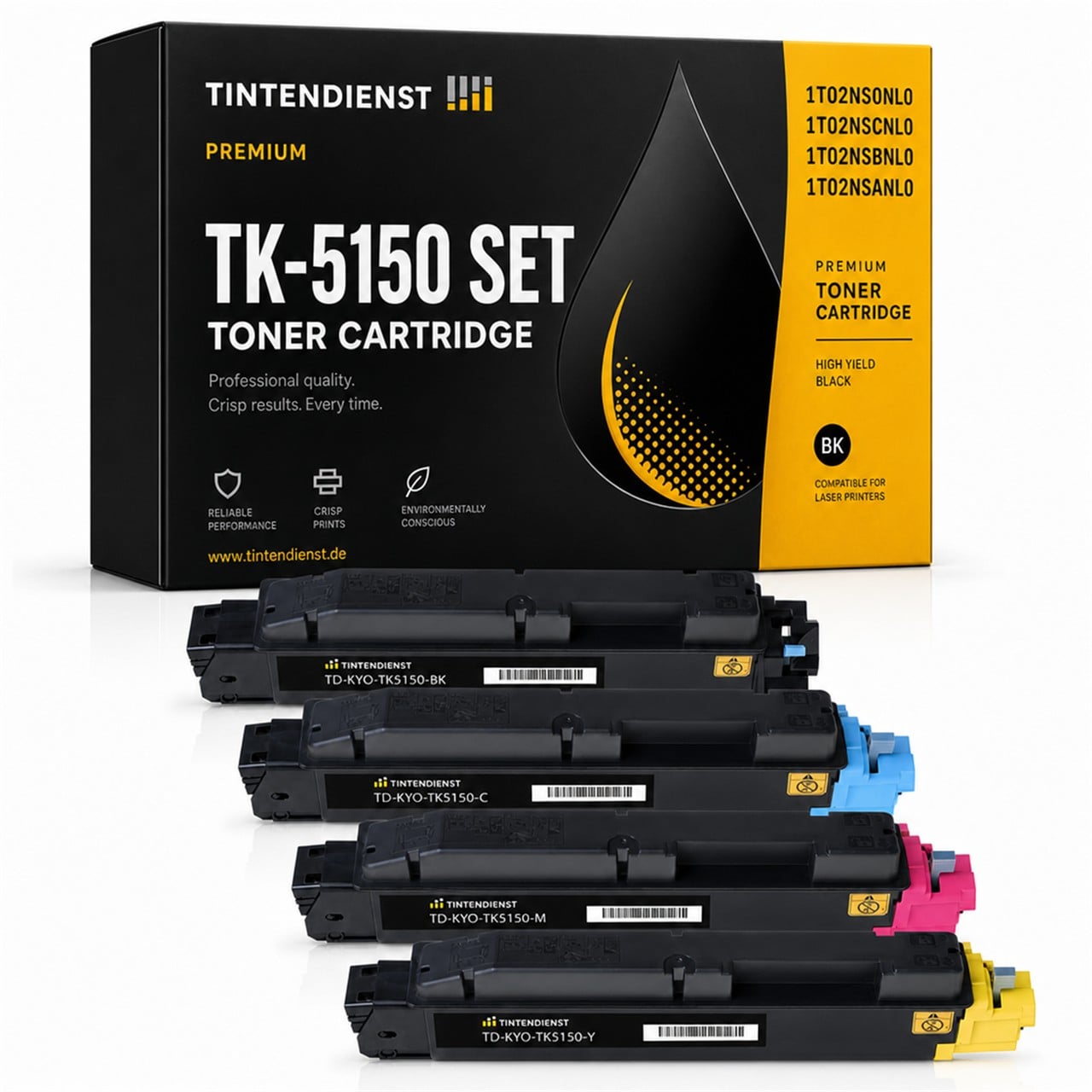 Kyocera TK-5150 (1T02NS0NL0) Toner Multipack 4er (schwarz, cyan, magenta, gelb) – Tintendienst kompatibel