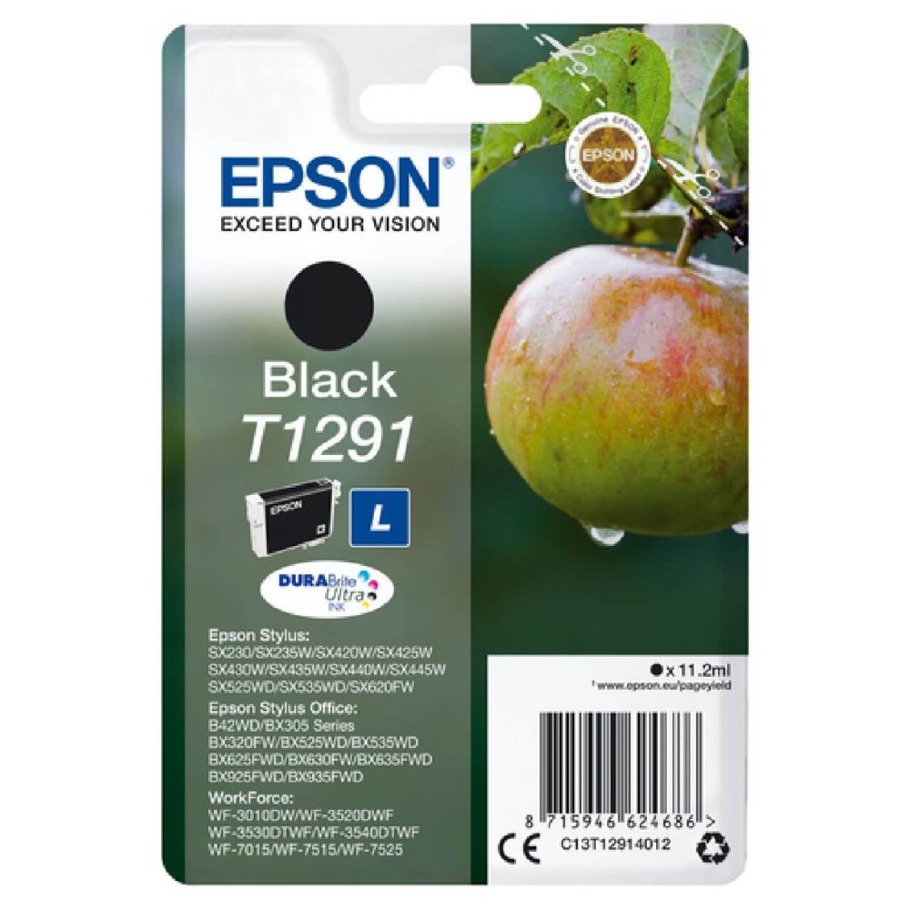Original Epson Tintenpatrone C13T12914010 / T1291 Schwarz