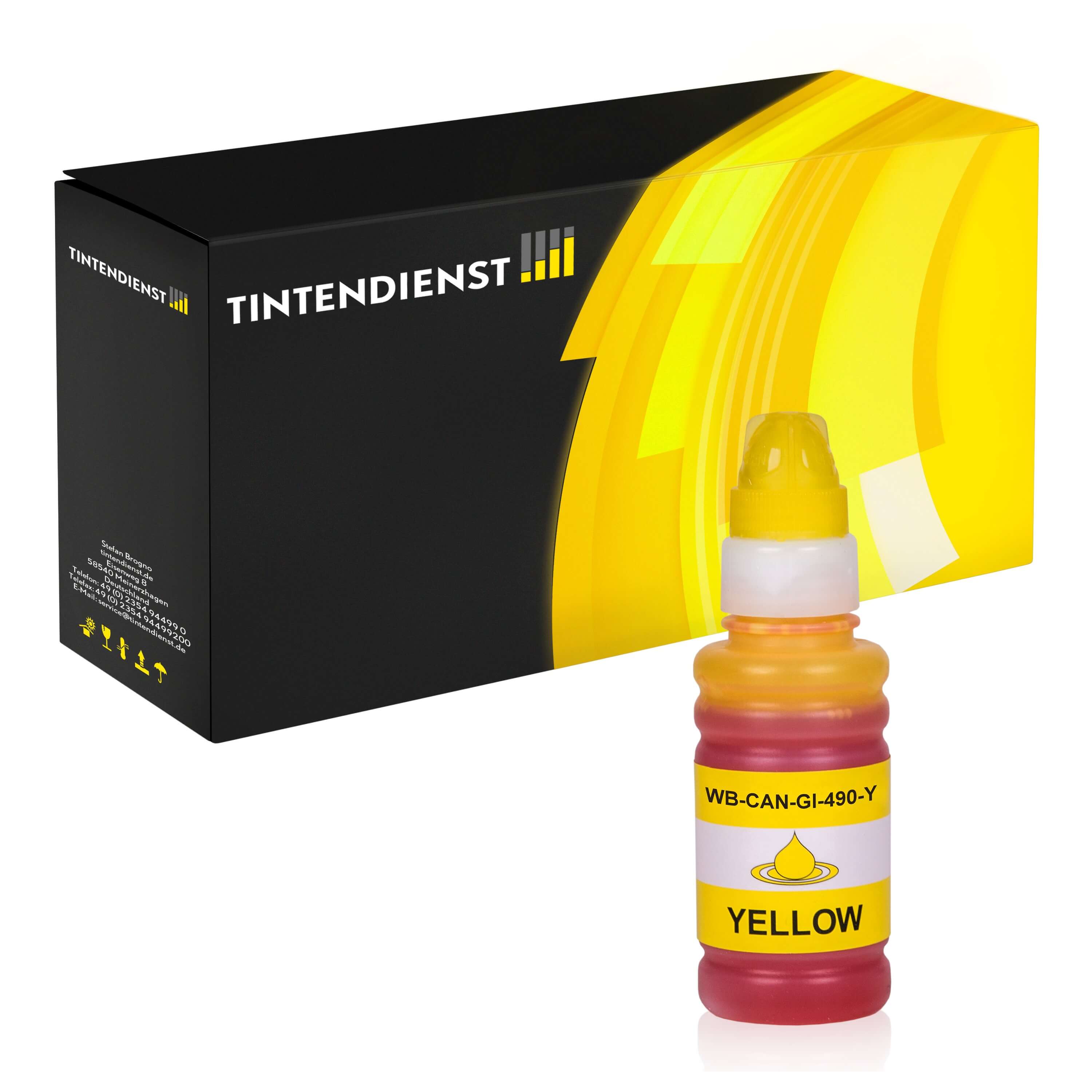 Tintendienst kompatibel für Canon Tintenpatrone 0666C001 / GI-490Y Gelb
