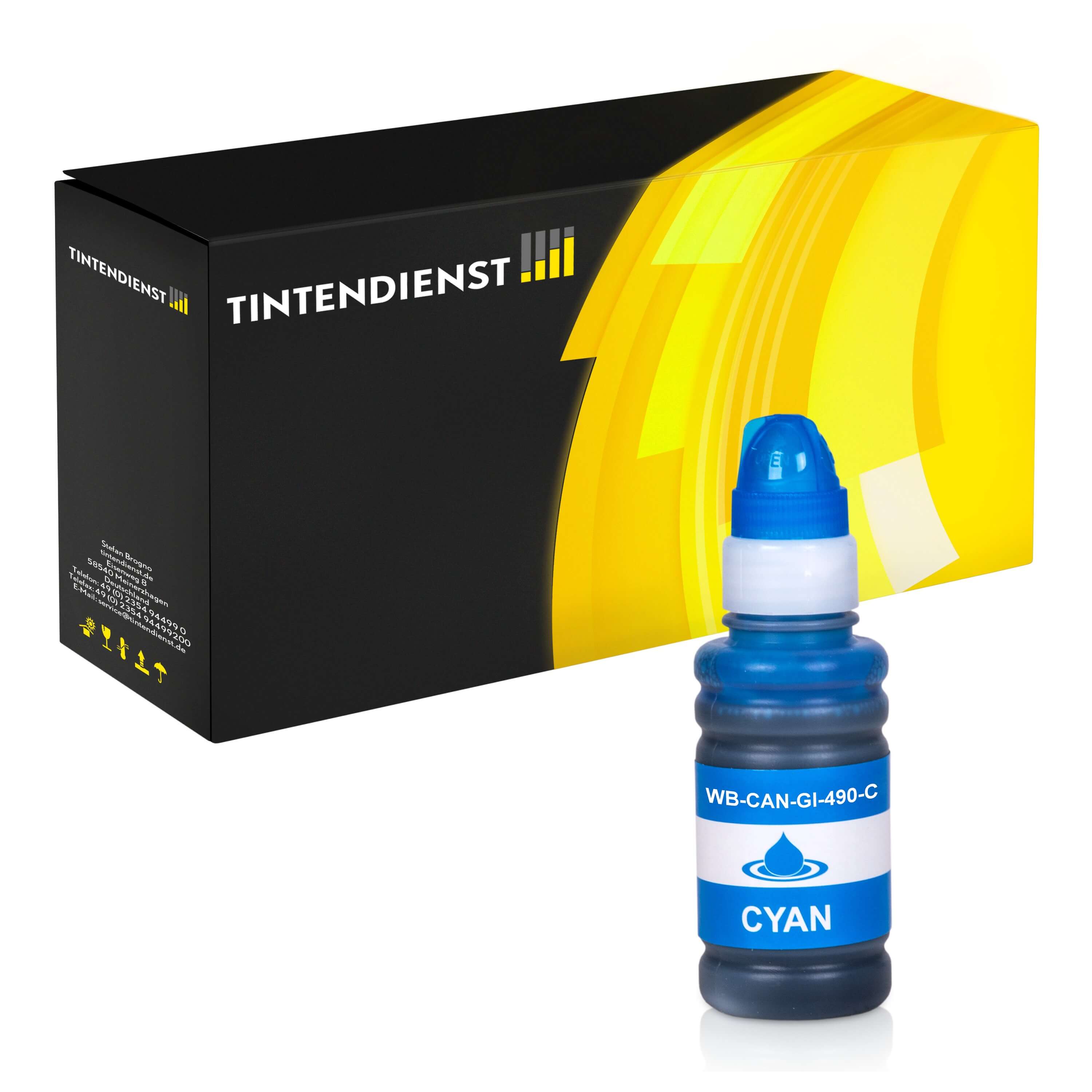 Tintendienst kompatibel für Canon Tintenpatrone 0664C001 / GI-490C Cyan