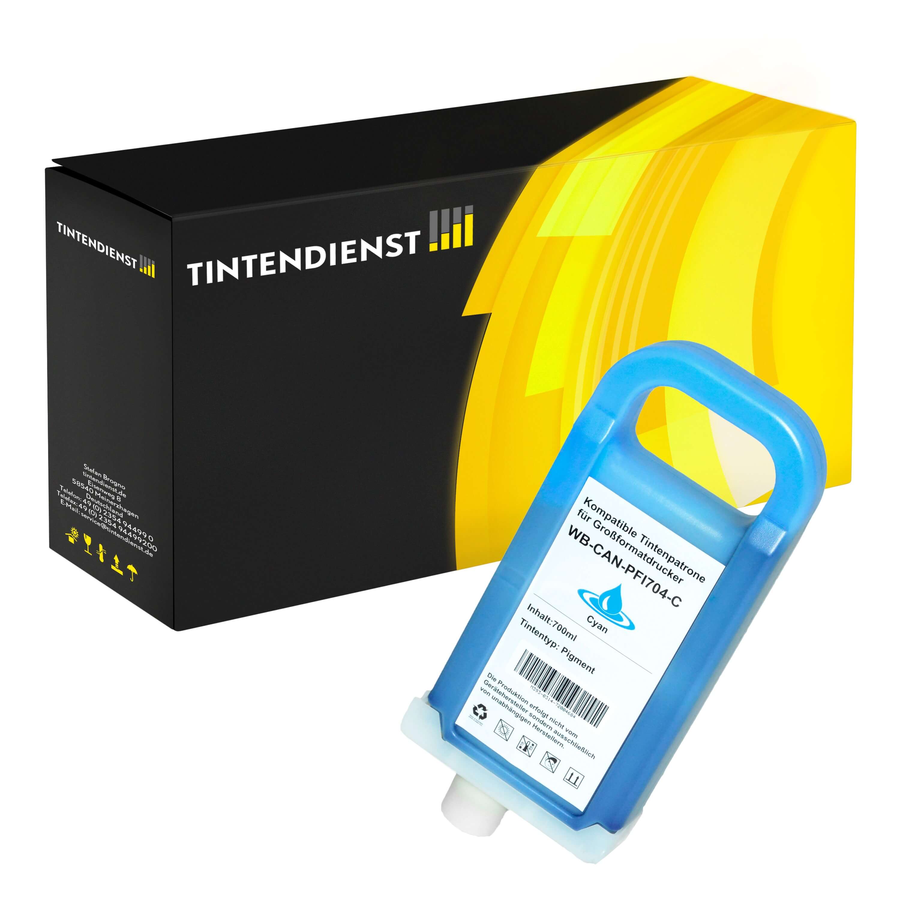Tintendienst kompatibel für Canon Tintenpatrone 3862B005 / PFI-704C Cyan