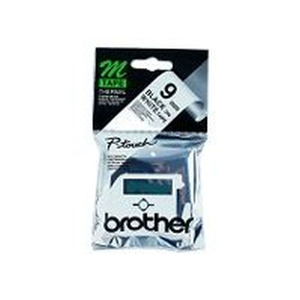 Original Brother nicht Laminiertes Schriftband M-K221SBZ Schwarz auf Weiss (9mm / 8m)