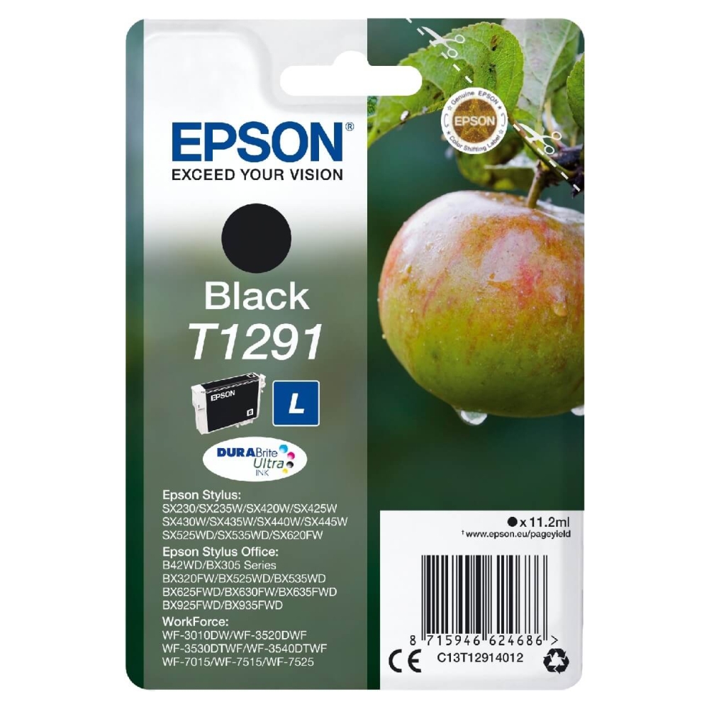 Original Epson Tintenpatrone C13T12914012 / T1291 Schwarz
