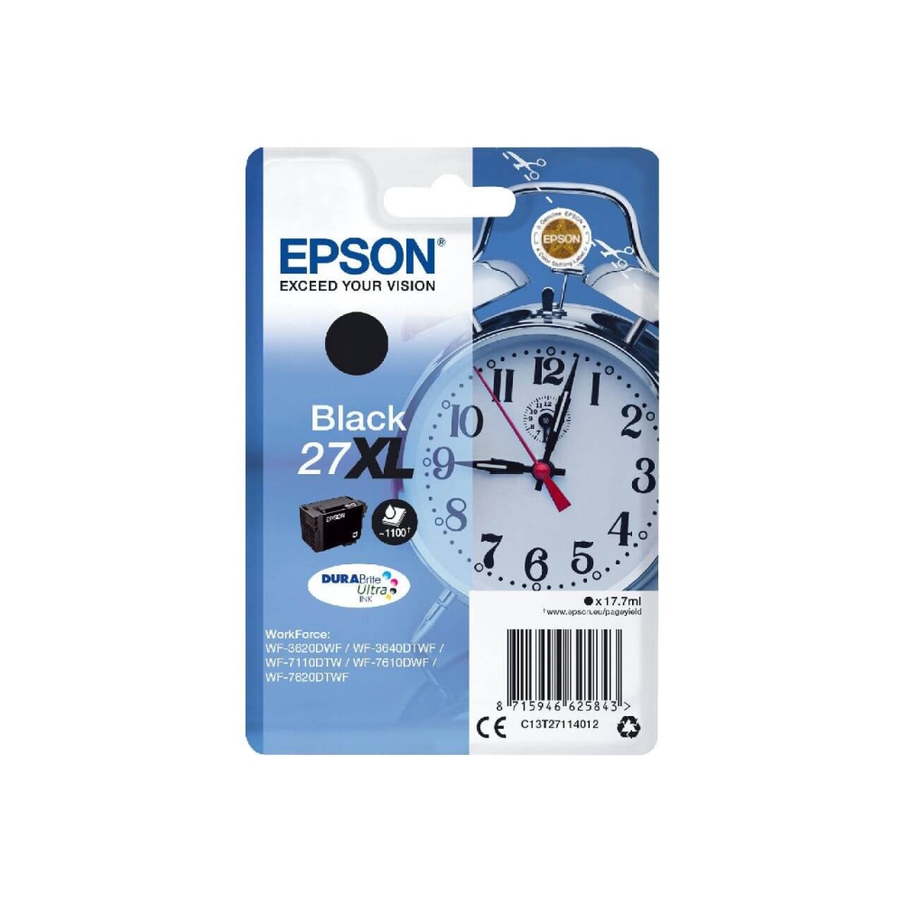 Original Epson Tintenpatrone C13T27114010 / 27XL Schwarz [XL Füllmenge]