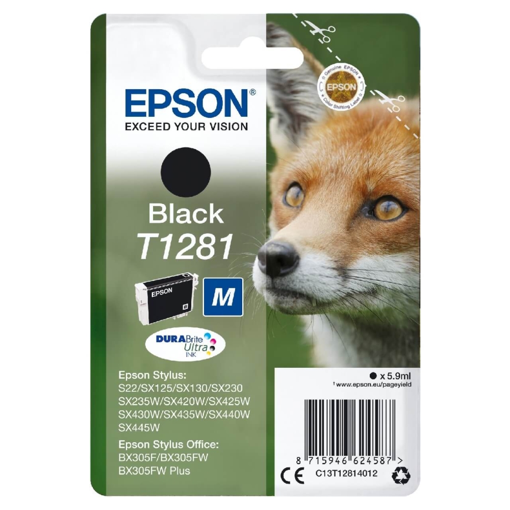 Original Epson Tintenpatrone C13T12814012 / T1281 Schwarz