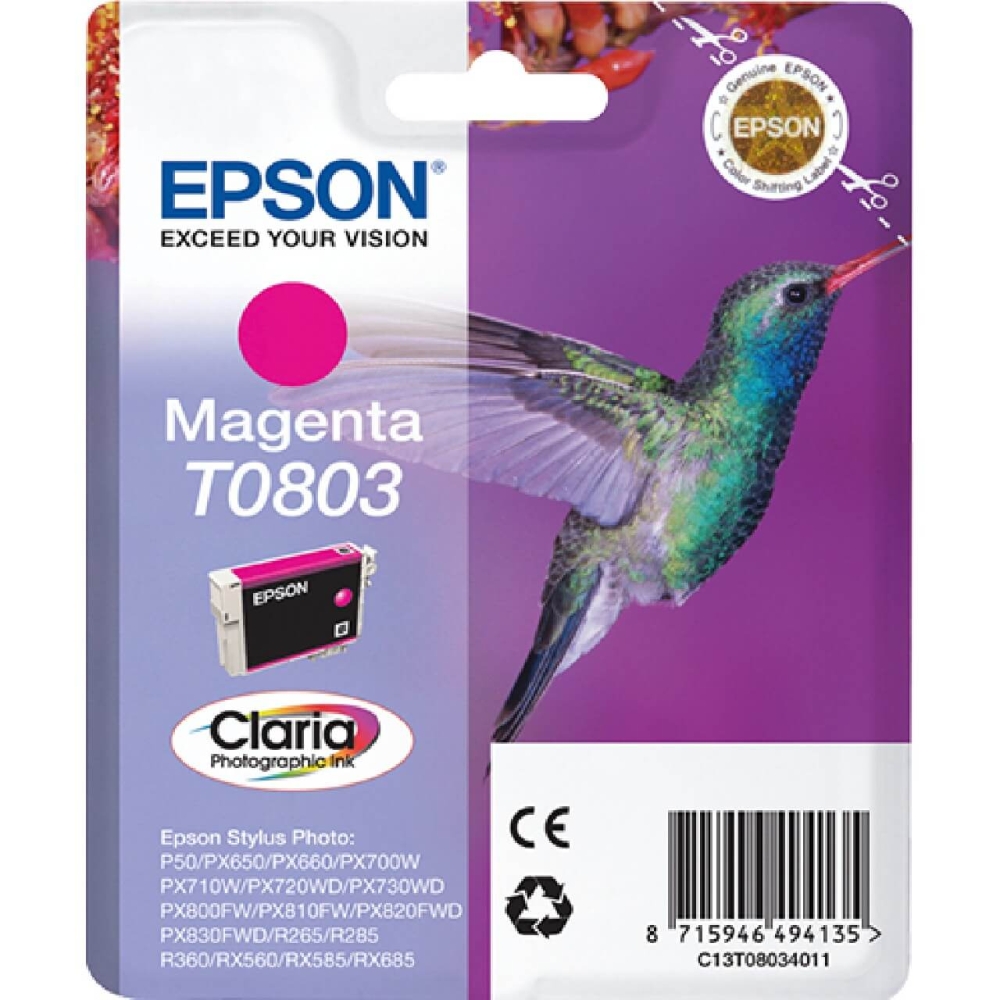 Original Epson Tintenpatrone C13T08034011 / T0803 Magenta