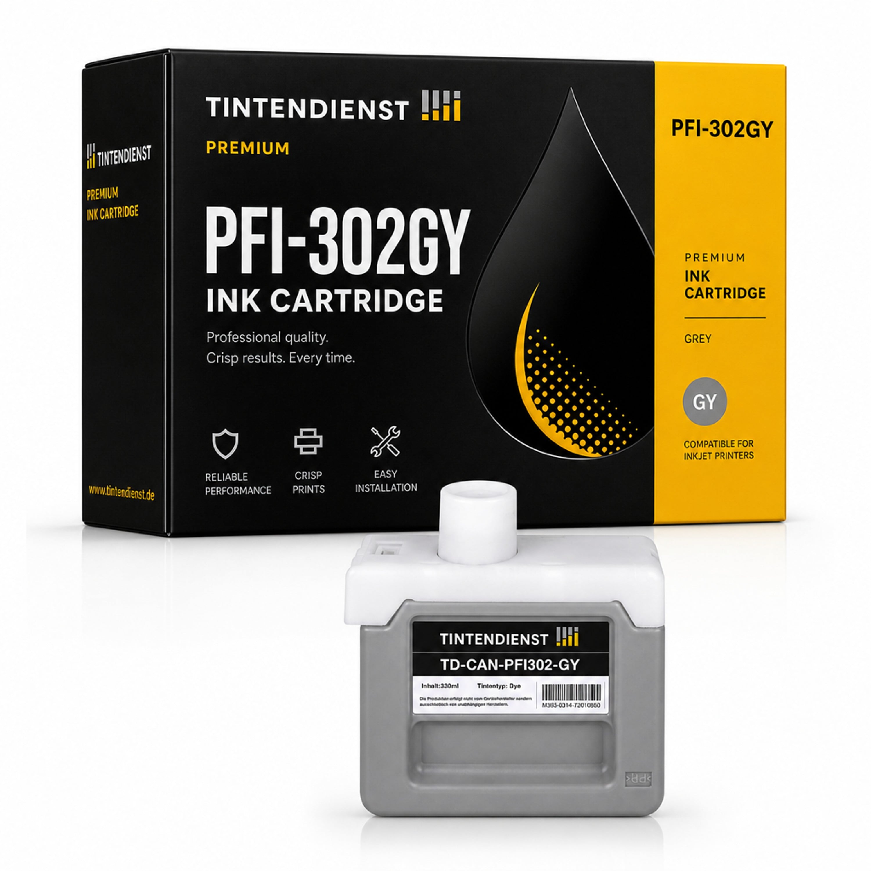 Druckerpatrone kompatibel zu Canon PFI-302GY, grau