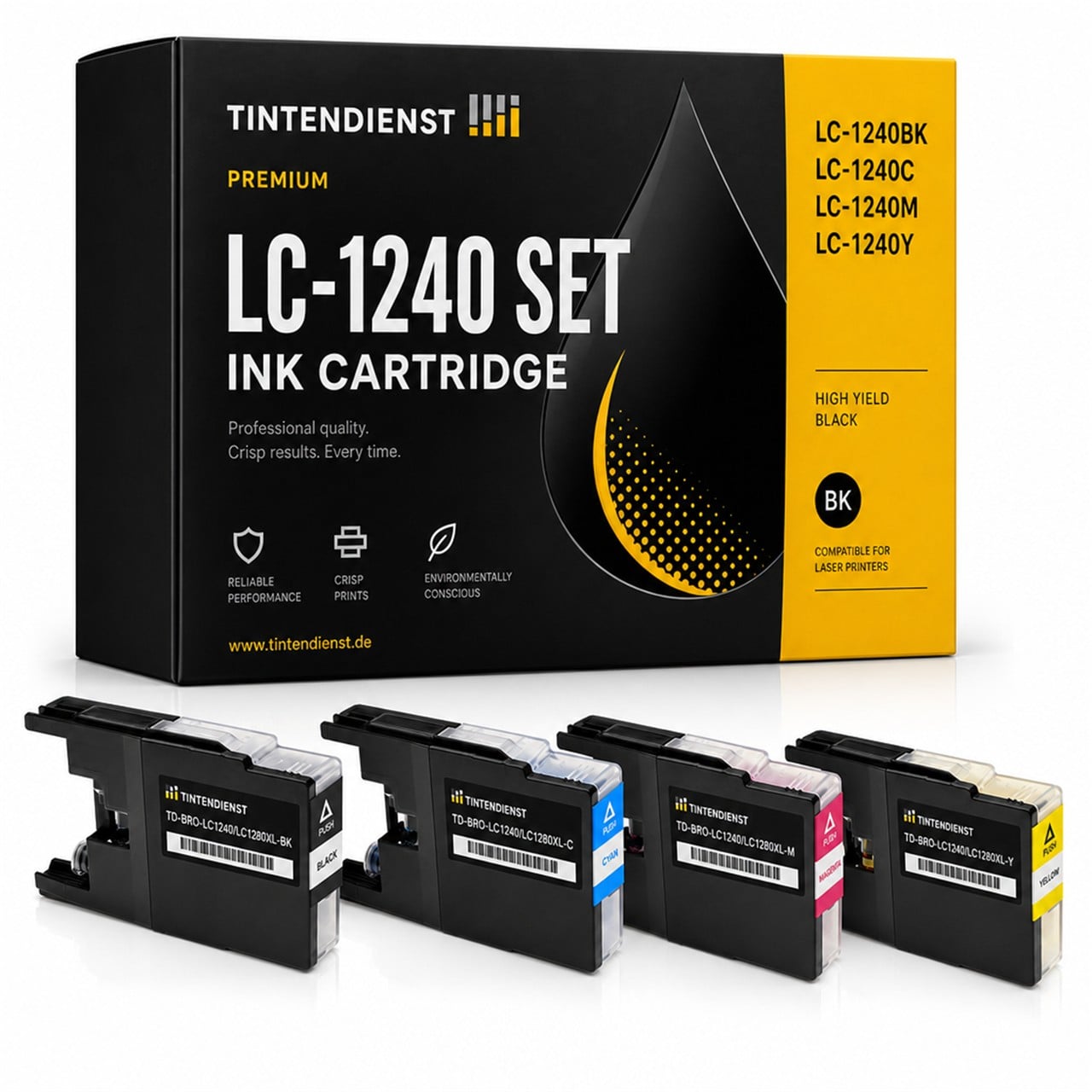Tintendienst Set 4 Patronen Brother LC1240 1xbk 1xcmy