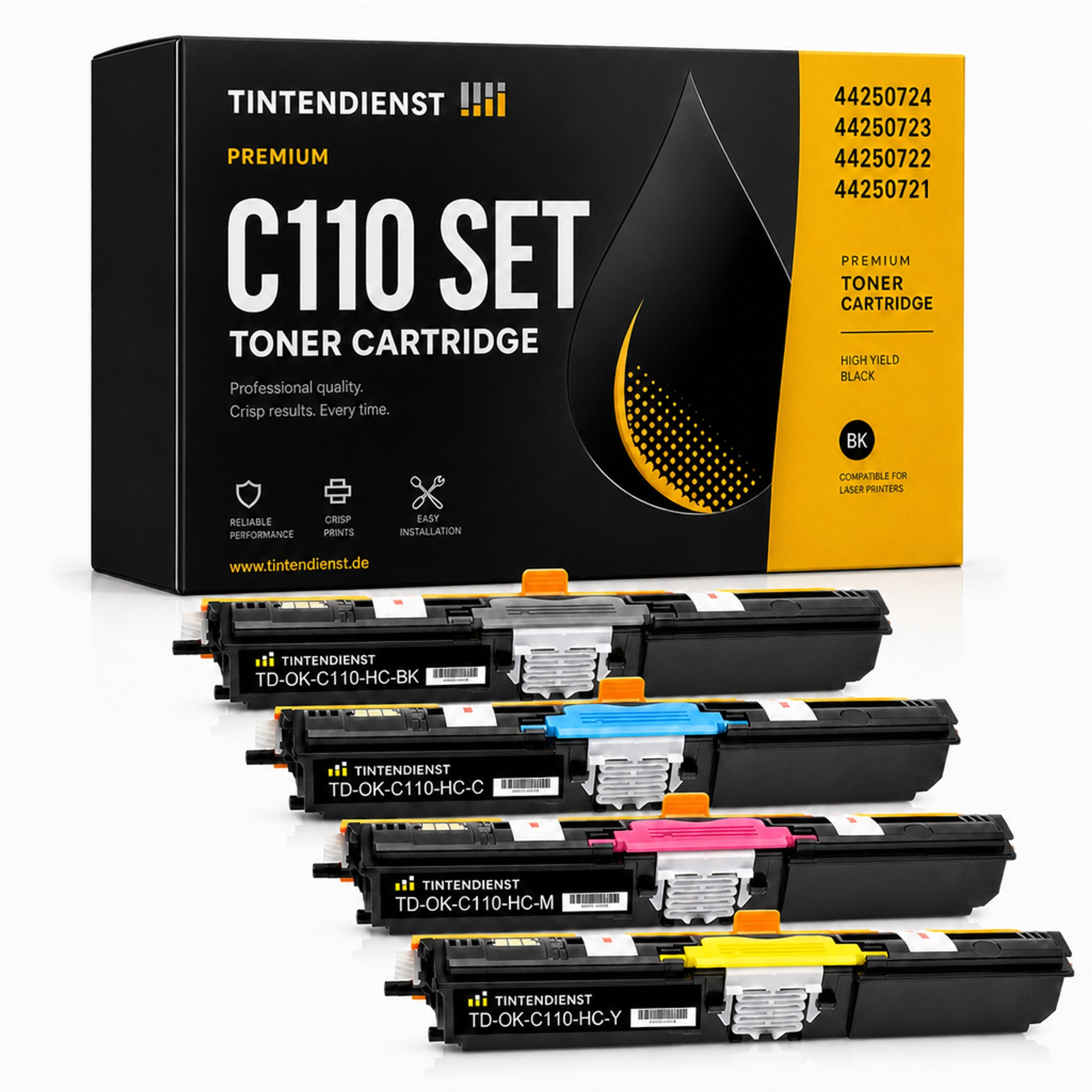 Set kompatibel zu OKI 44250721, 4 Toner