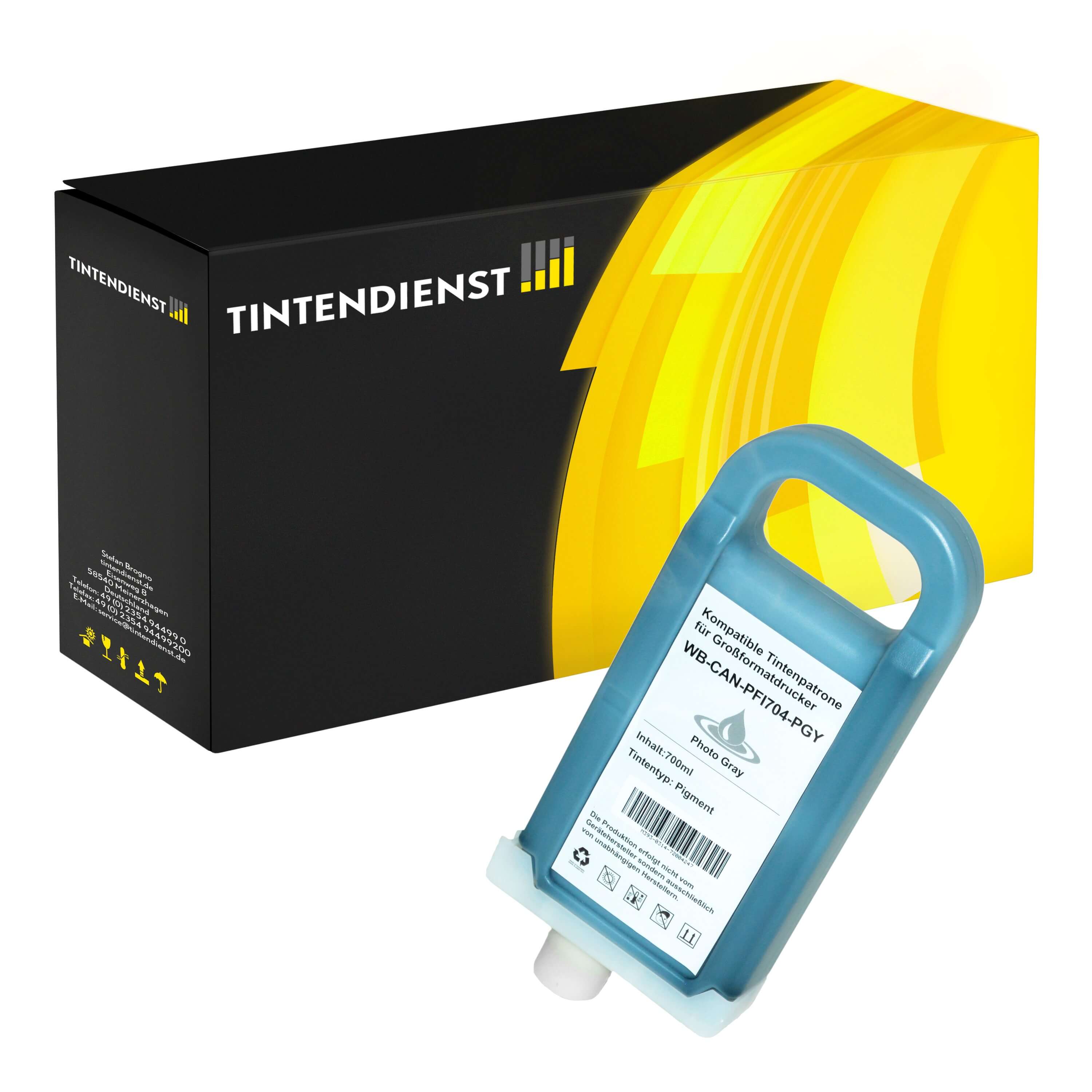 Tintendienst kompatibel für Canon Tintenpatrone 3871B005 / PFI-704PGY Light Grau