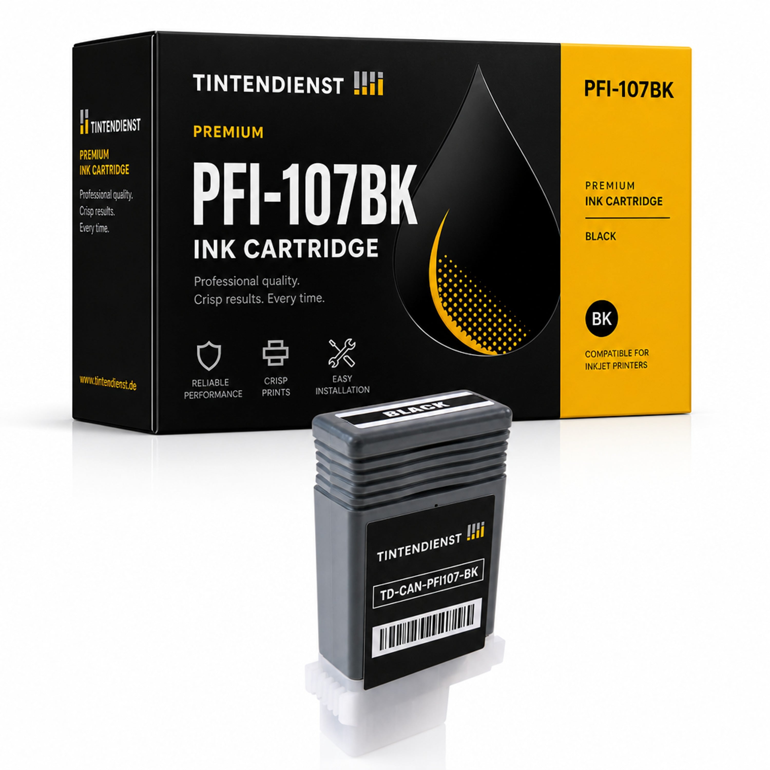 Druckerpatrone kompatibel zu Canon PFI-107BK, schwarz