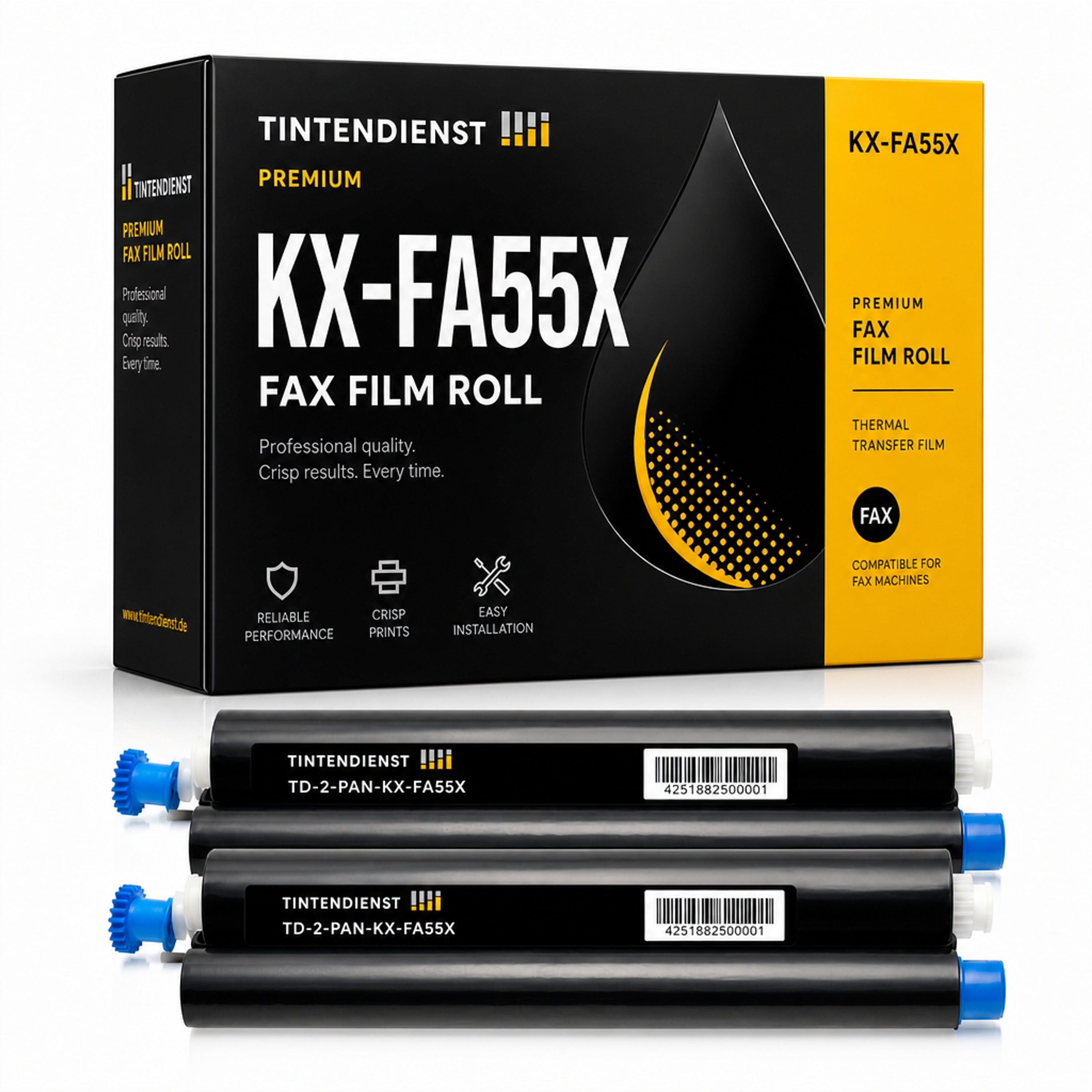Set kompatibel zu Panasonic KX-FA55X, 2 Thermorollen