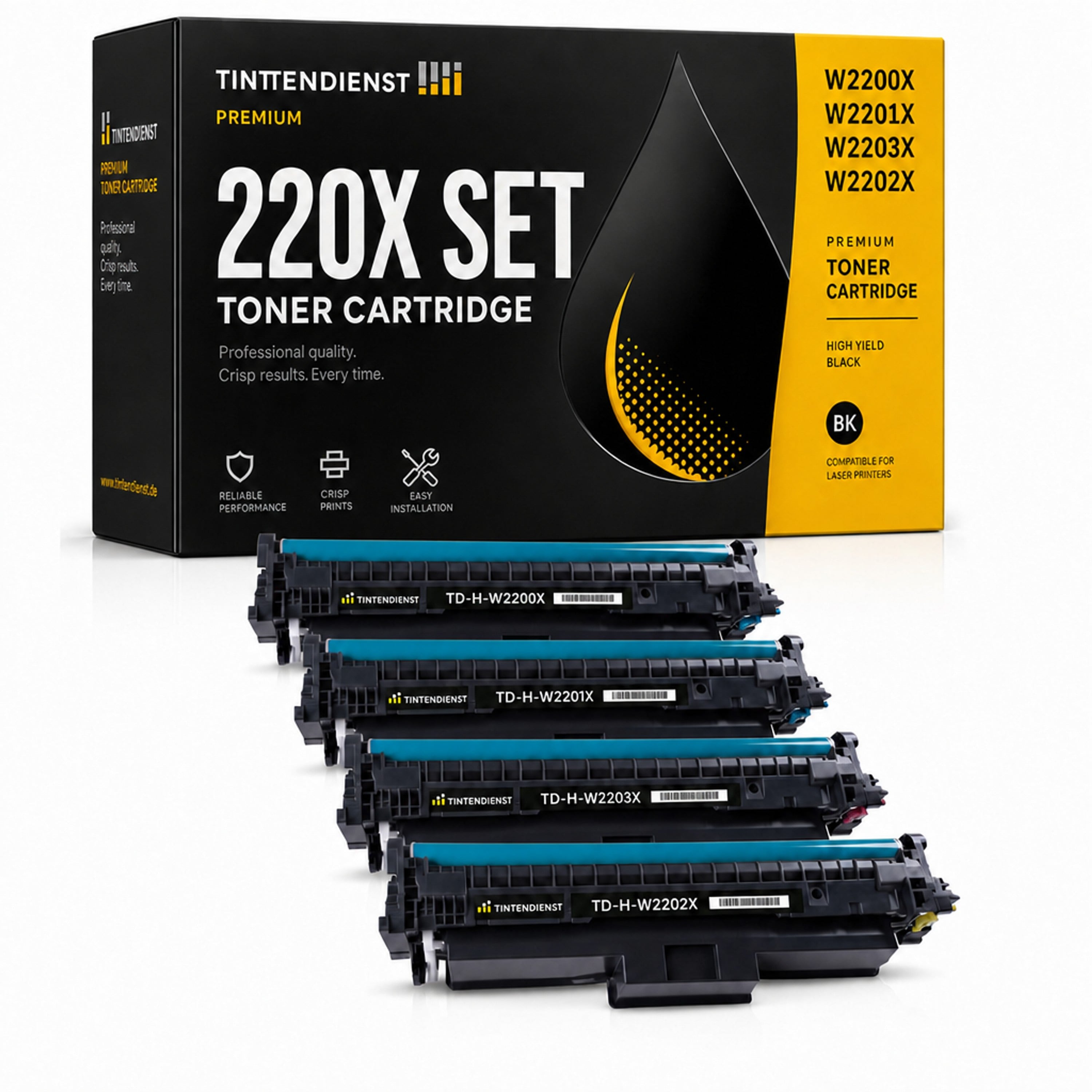 Set kompatibel zu HP W2200X, 4 Toner