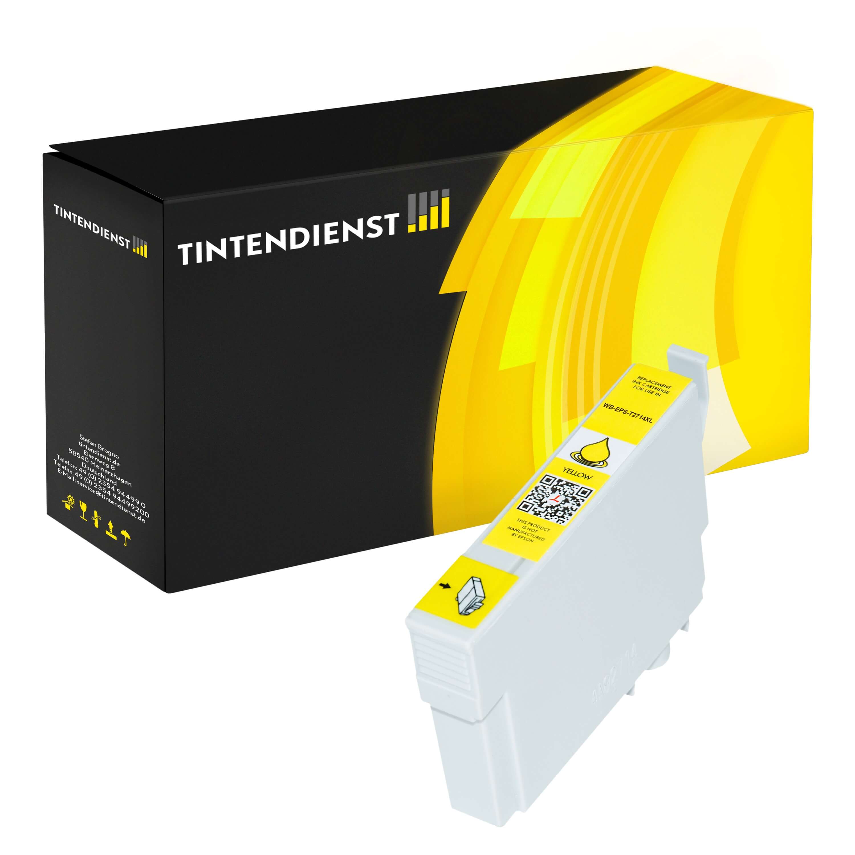Tintendienst kompatibel für Epson Tintenpatrone C13T27144010 / 27XL Gelb [XL Füllmenge]