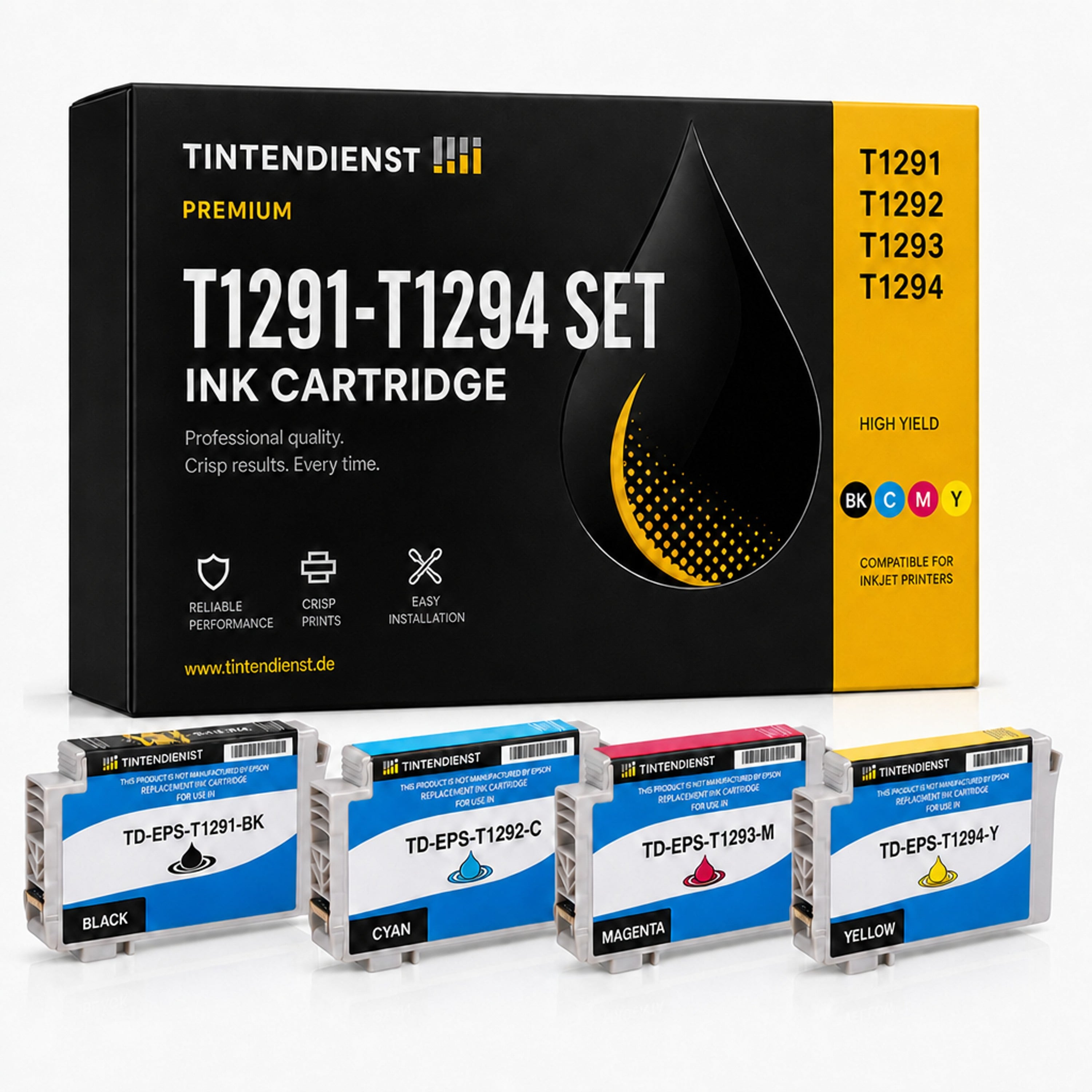 Set kompatibel zu Epson C13T12914010, 4 Patronen