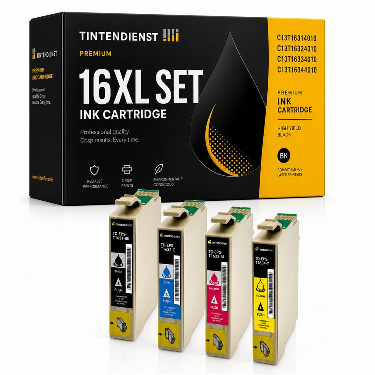 Epson 16XL (C13T16214010) Druckerpatrone Multipack 4er (schwarz, cyan, magenta, gelb) – Tintendienst kompatibel