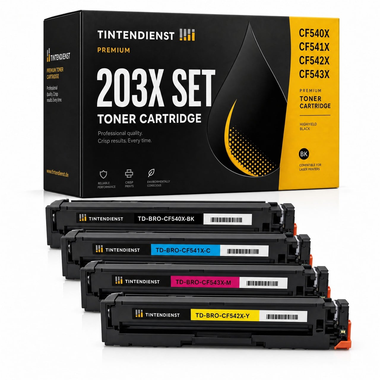 Tintendienst 4 Toner HP CF540X-CF543X 1xbk 1xcmy