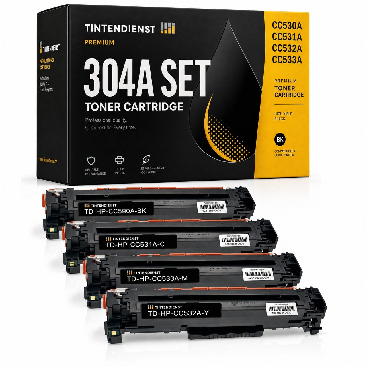 Tintendienst Set 4 Toner HP CC530A-33A 1xbk 1xcmy