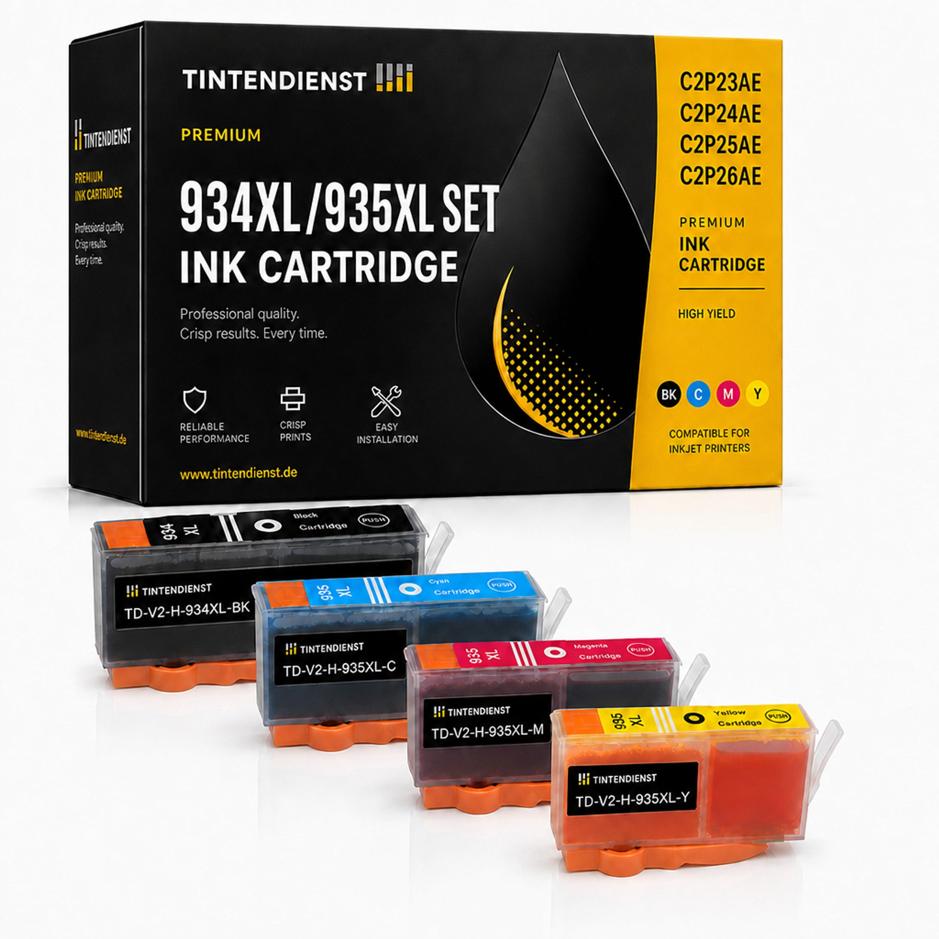 Set kompatibel zu HP C2P23AE, 4 Patronen