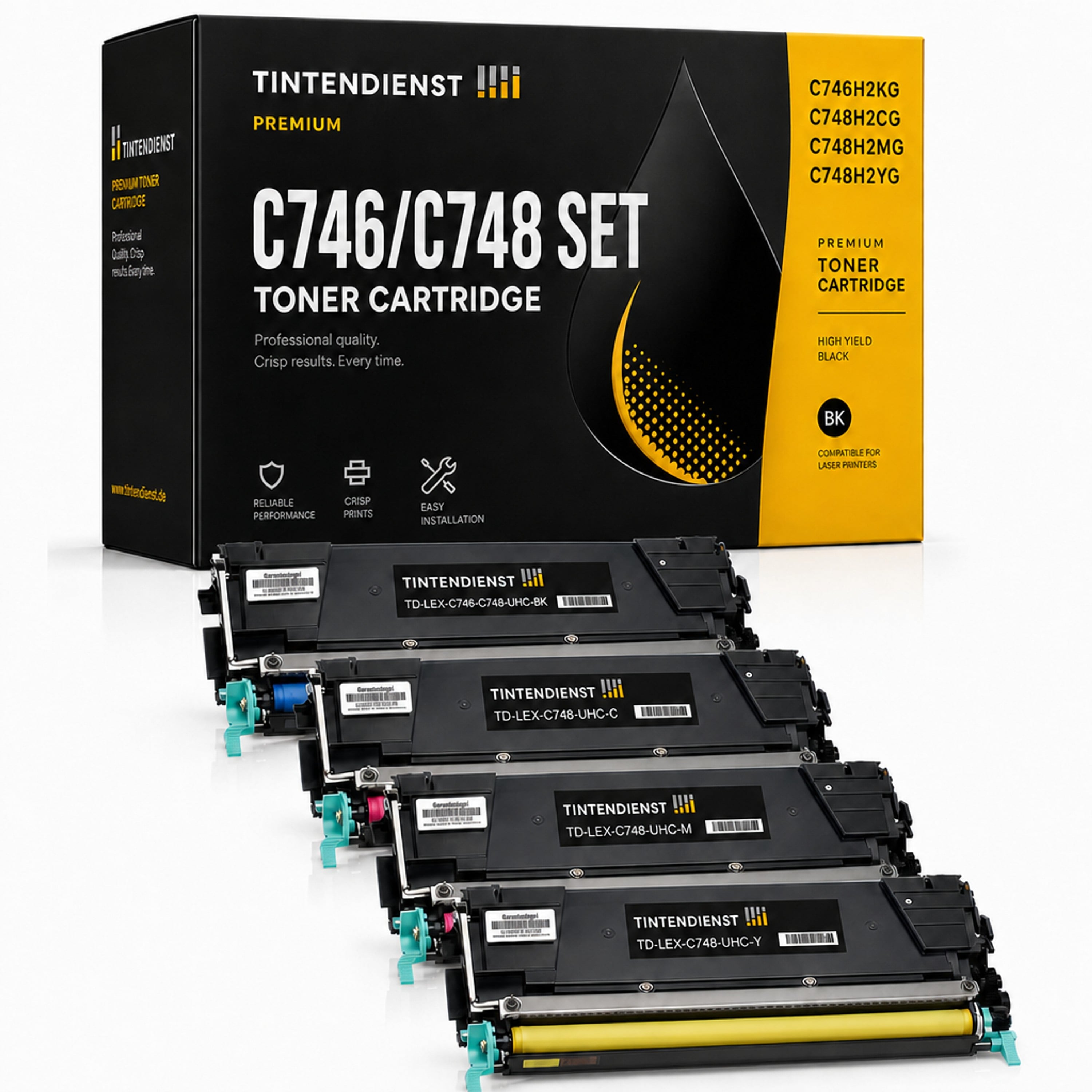 Set kompatibel zu Lexmark C746H2KG, 4 Toner