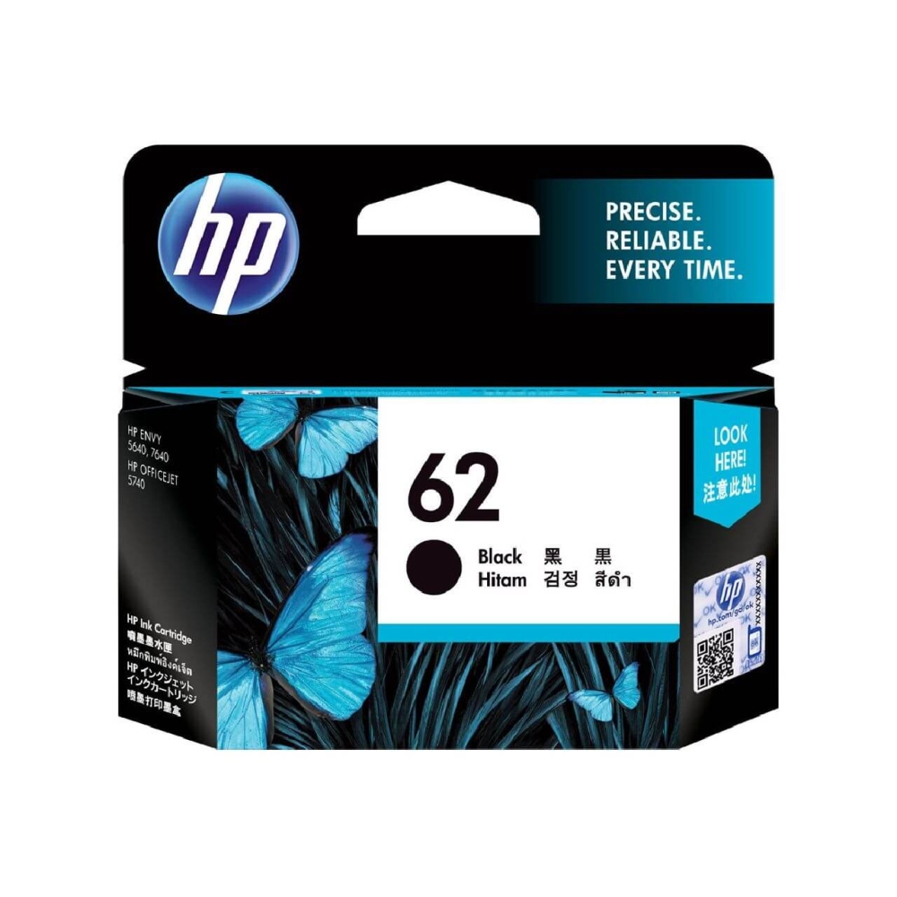 Original HP Tintenpatrone C2P04AE / 62 Schwarz