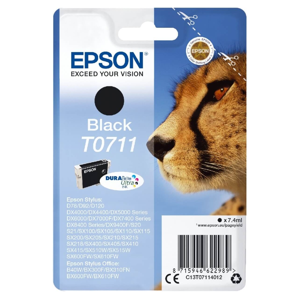 Original Epson Tintenpatrone C13T07114012 / T0711 Schwarz