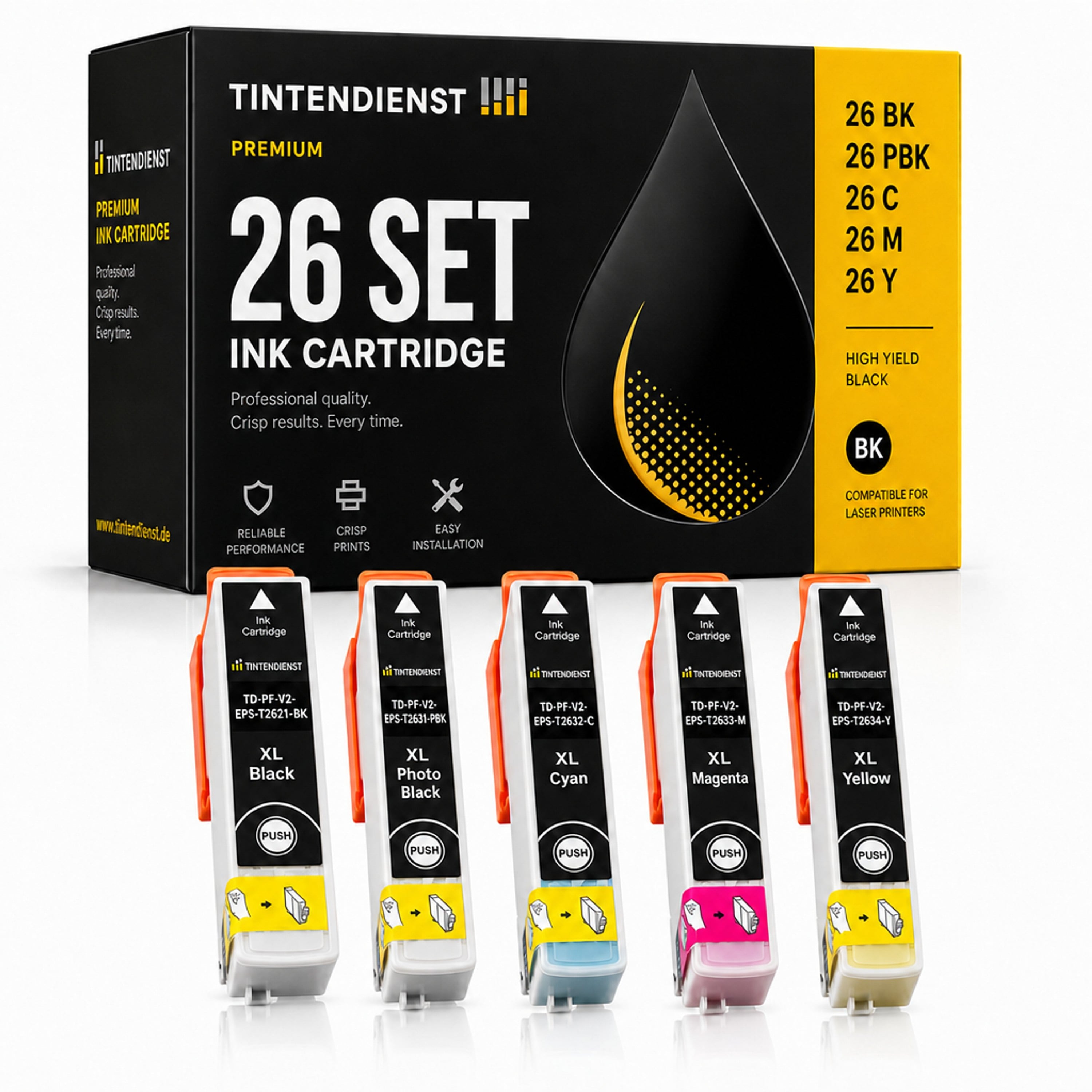 Set kompatibel zu Epson C13T26214010, 5 Patronen