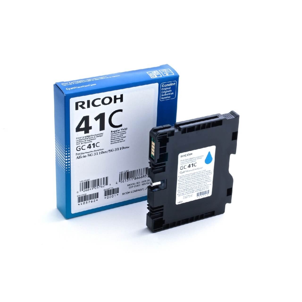 Original Ricoh Tintenpatrone 405762 / GC-41C Cyan