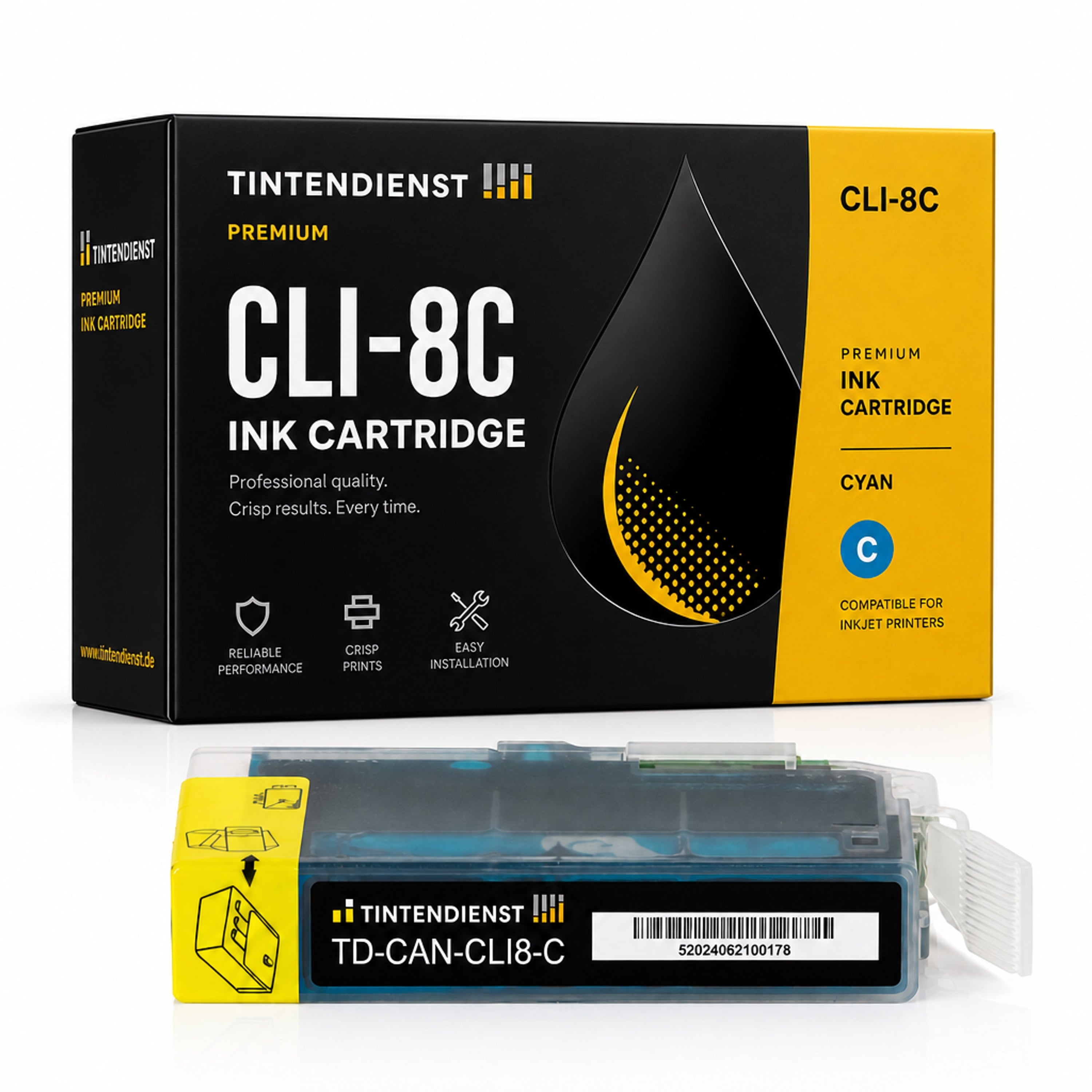 Druckerpatrone kompatibel zu Canon CLI-8C, cyan