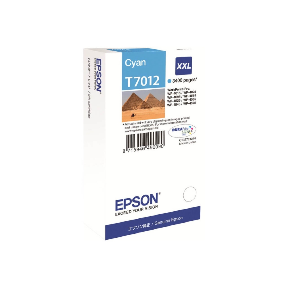 Original Epson Tintenpatrone C13T70124010 / T7012 Cyan