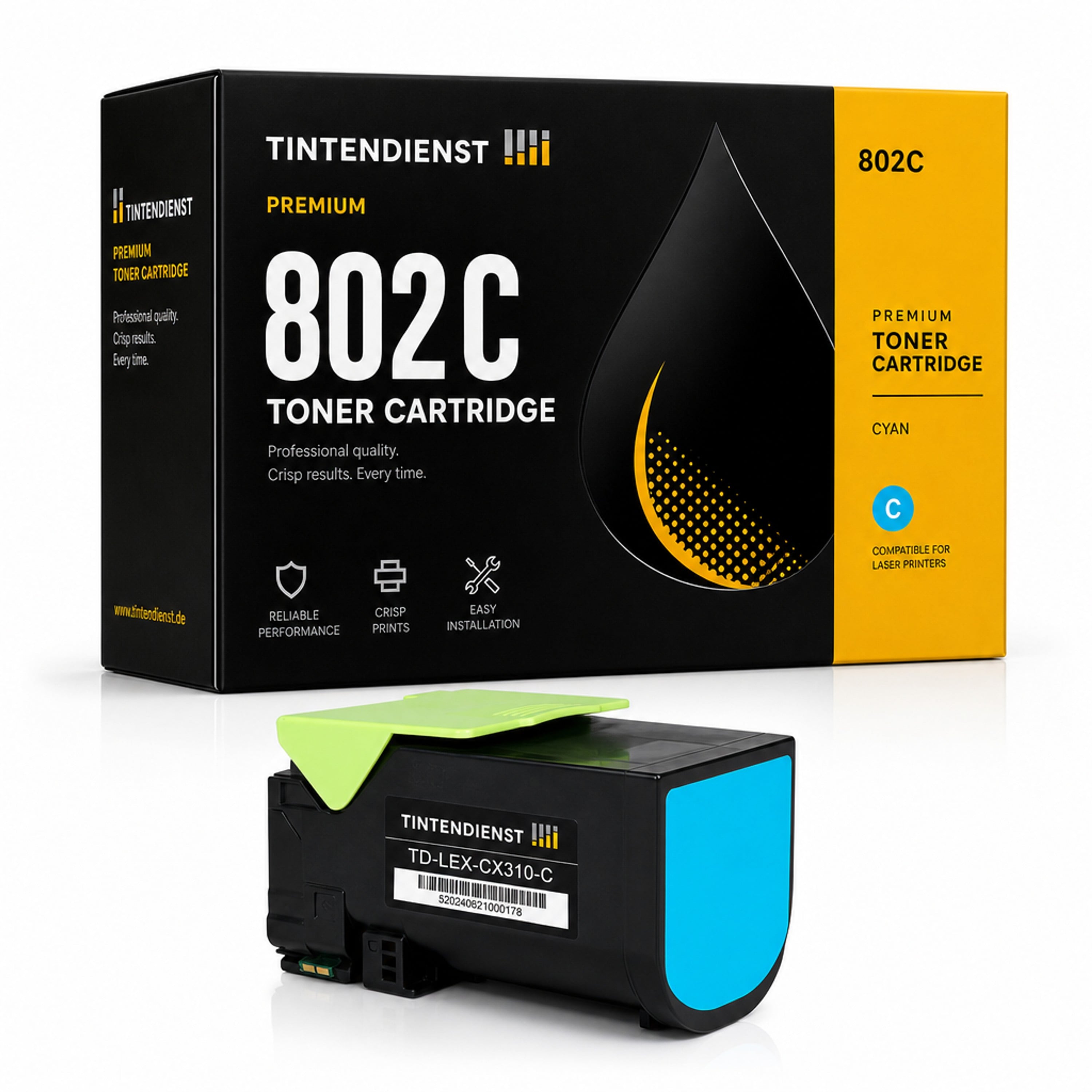 Toner kompatibel zu Lexmark 802C, cyan