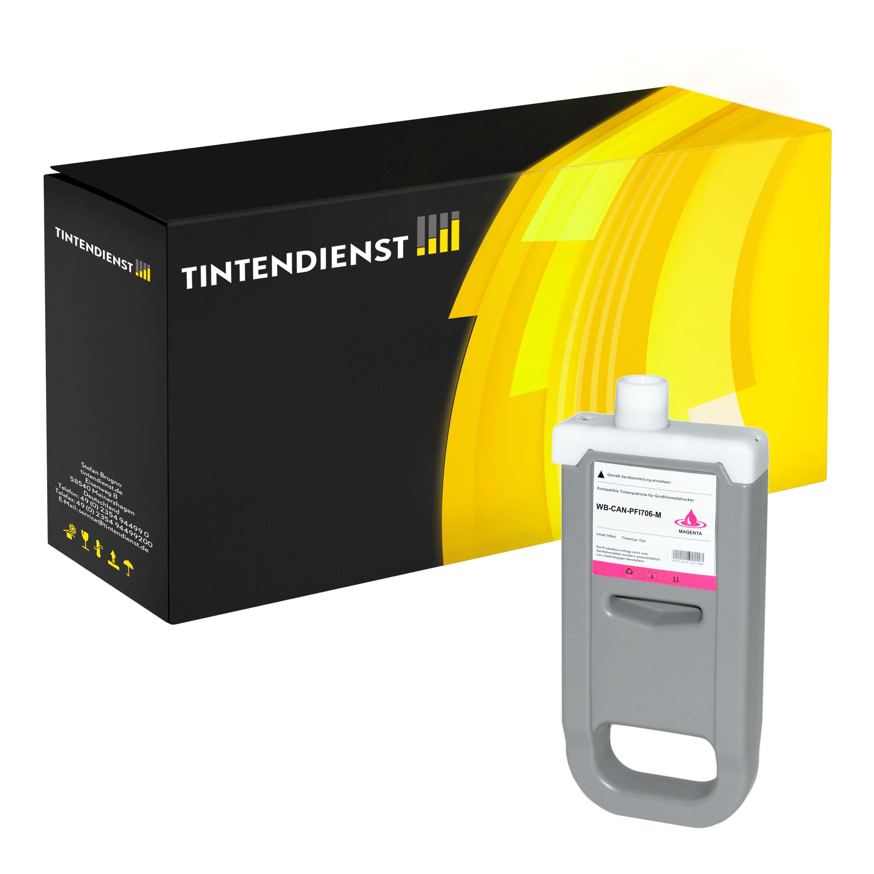 Tintendienst kompatibel für Canon Tintenpatrone 6683B001 / PFI-706M Magenta