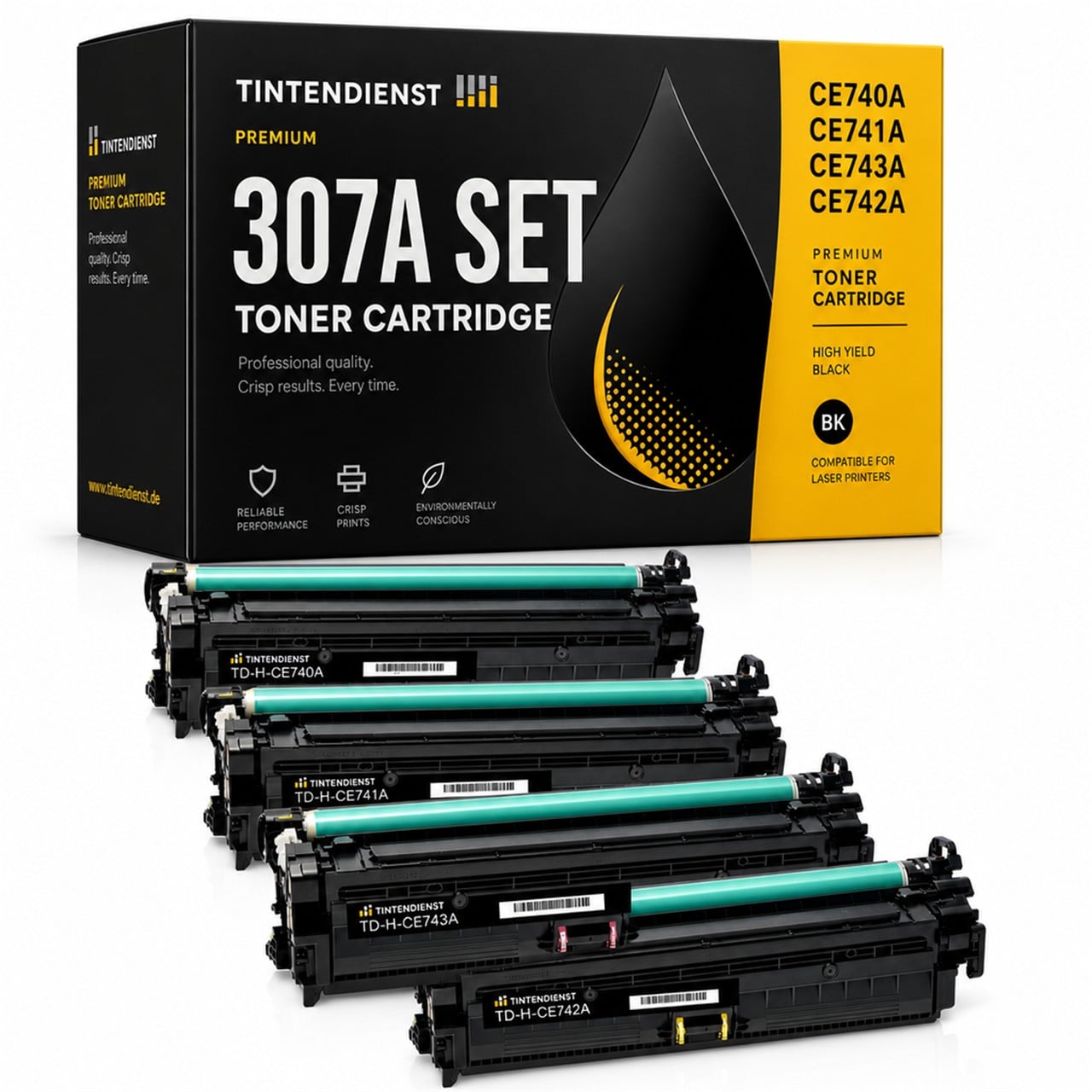 Tintendienst Set 4 Toner HP CE740A-43A 1xbk 1xcmy