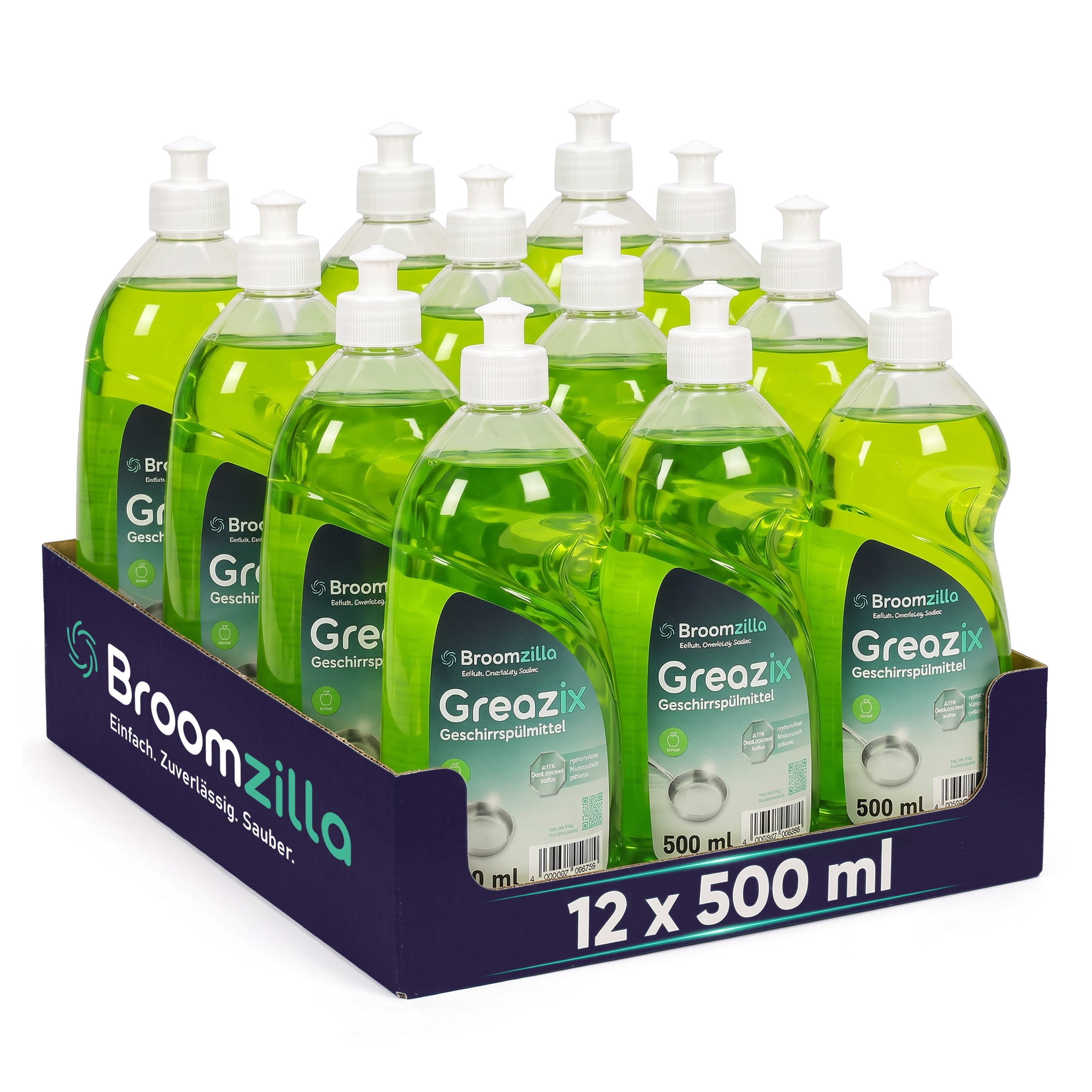 Broomzilla Geschirrspüler Flüssig Apfel 500 ml (12-Pack)