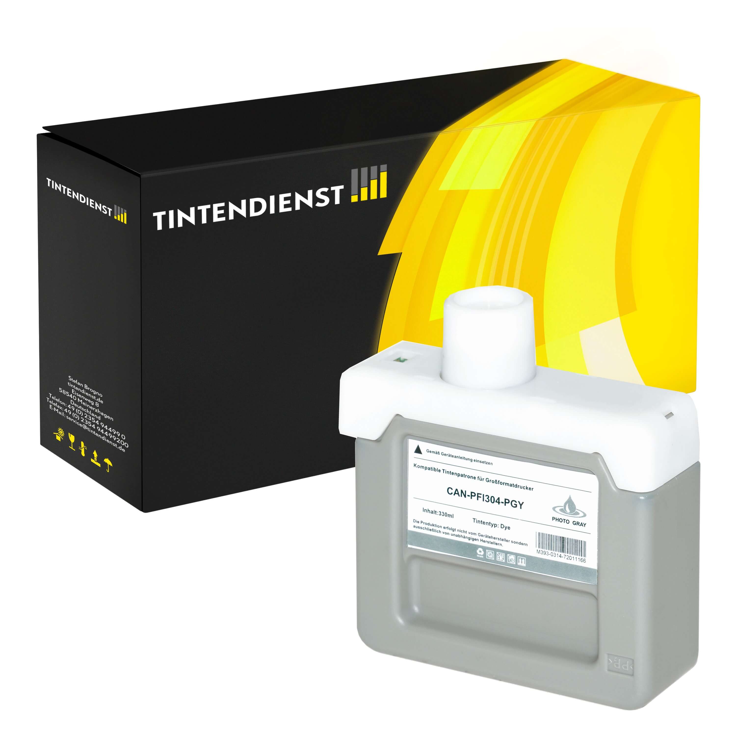 Tintendienst kompatibel für Canon Tintenpatrone 3859B005 / PFI-304PGY Light Grau