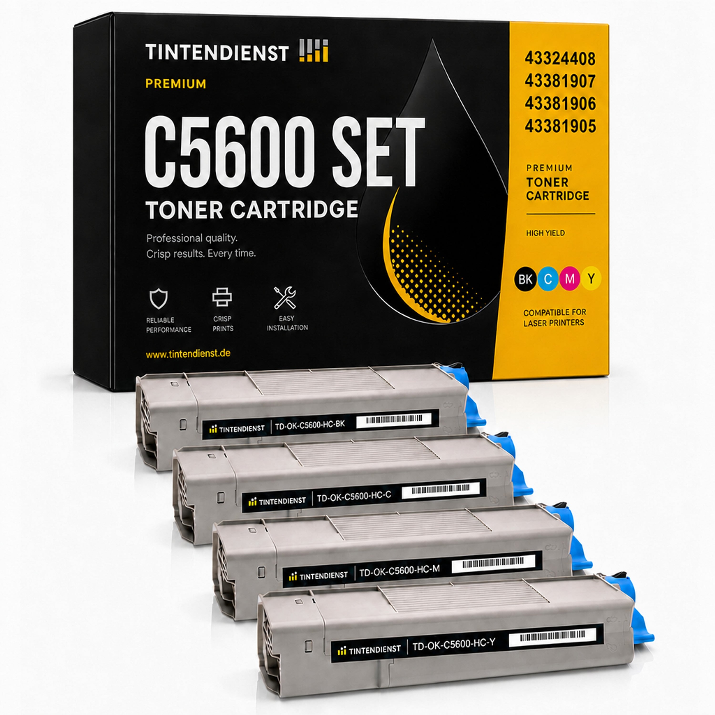 Set kompatibel zu OKI 43324408, 4 Toner