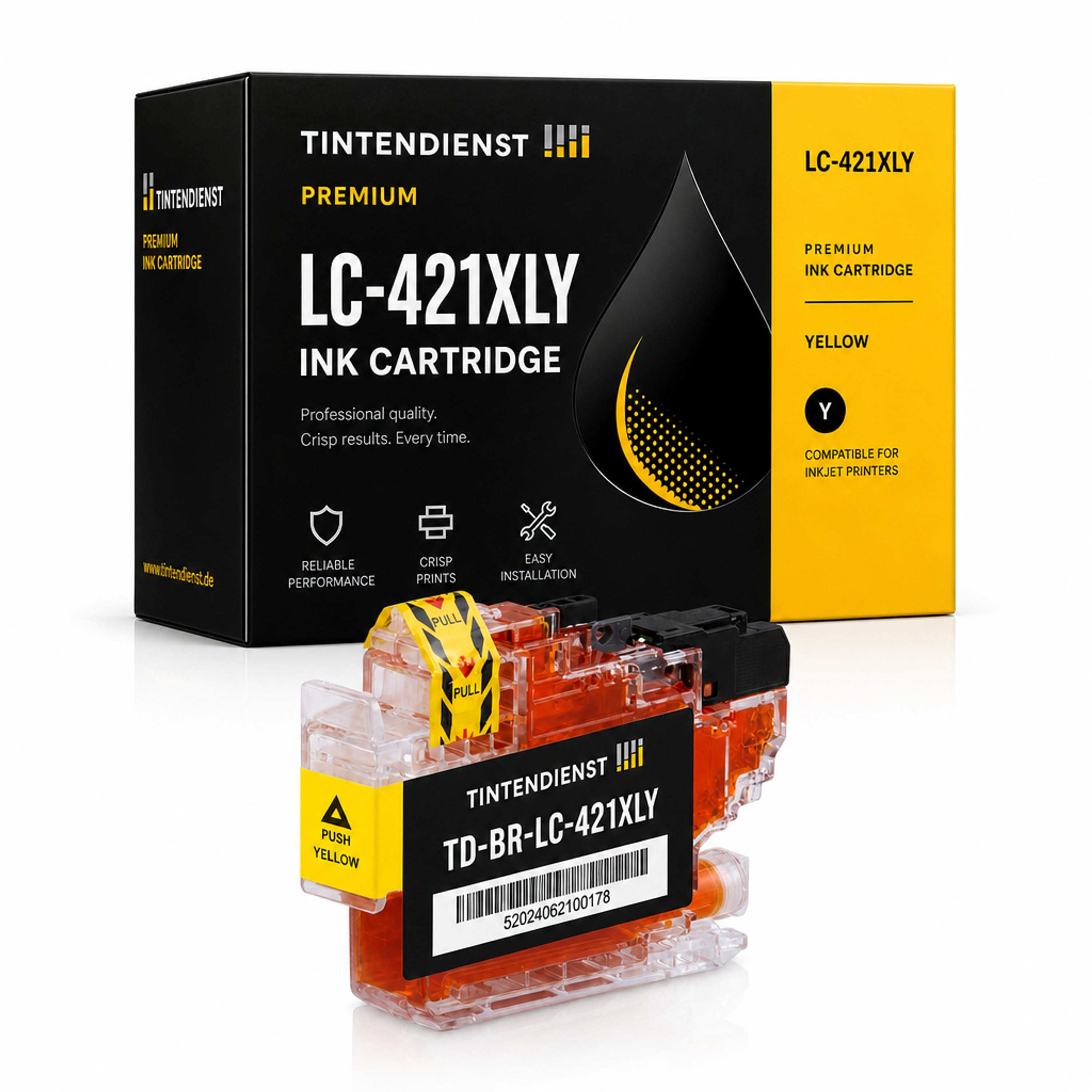 Druckerpatrone kompatibel zu Brother LC-421XLY XXL, gelb